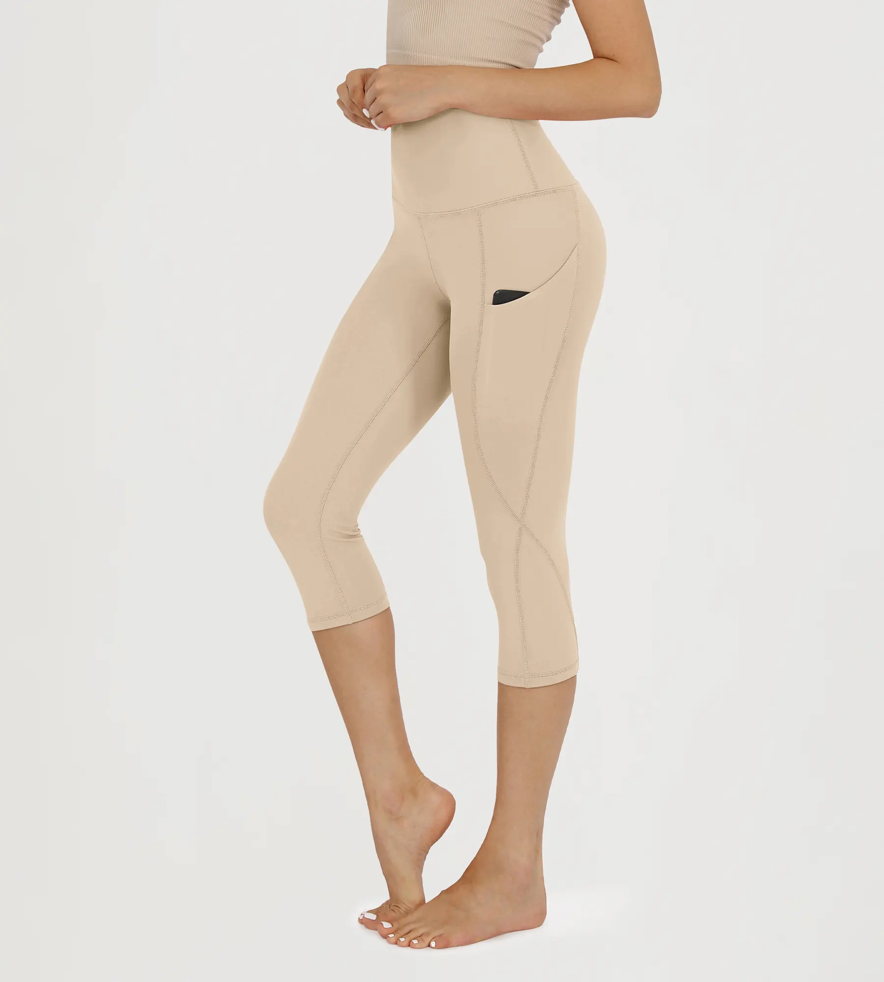 19" High Waist Yoga Capris with Pockets - Image 9