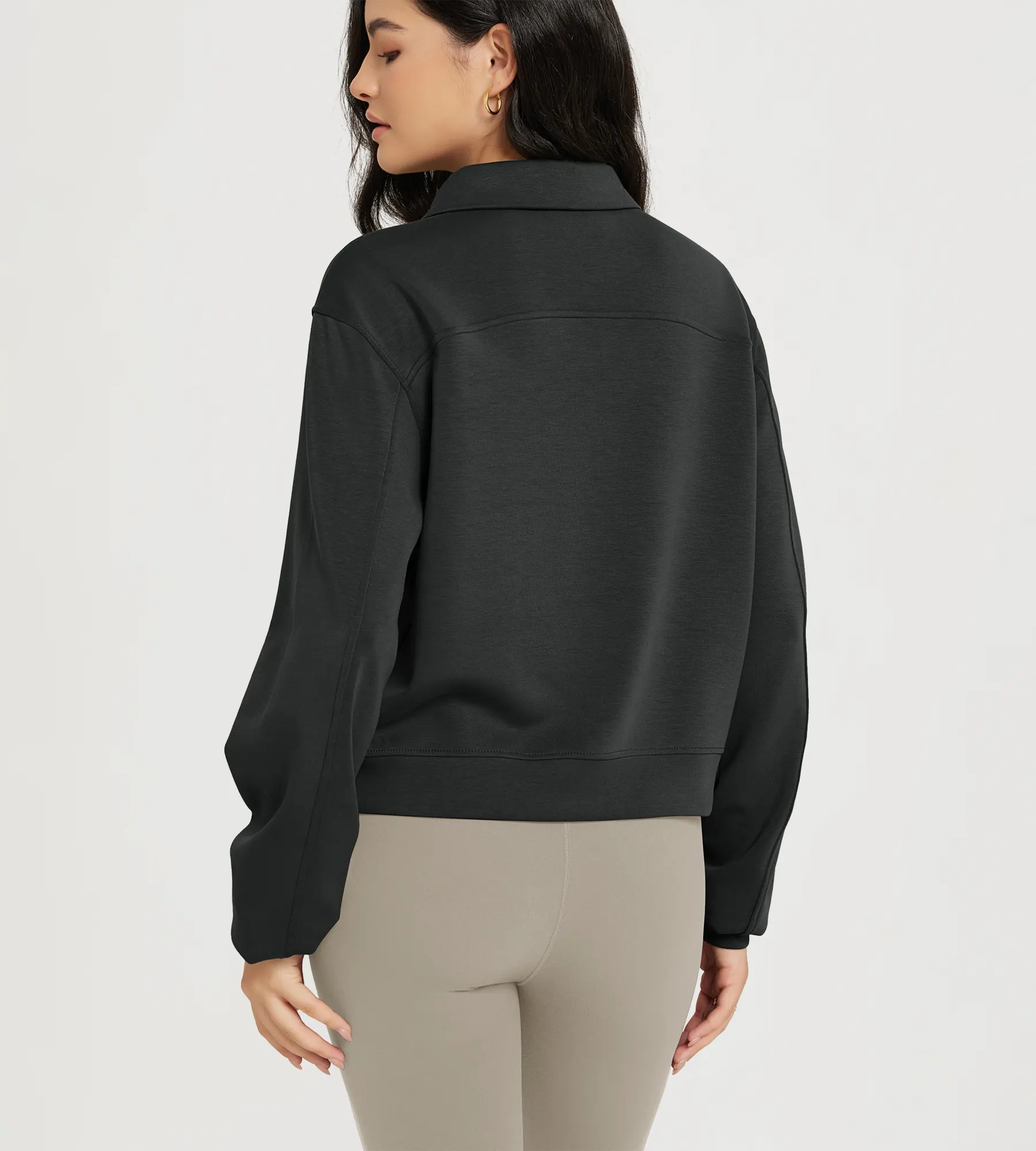 Modal Half-Zip Collared Sweatshirts with Pockets - Image 2