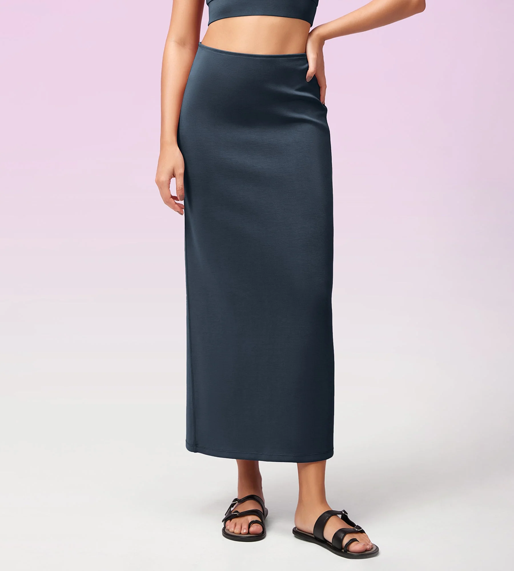 Modal Soft Back Slit Casual Maxi Skirts - Image 20