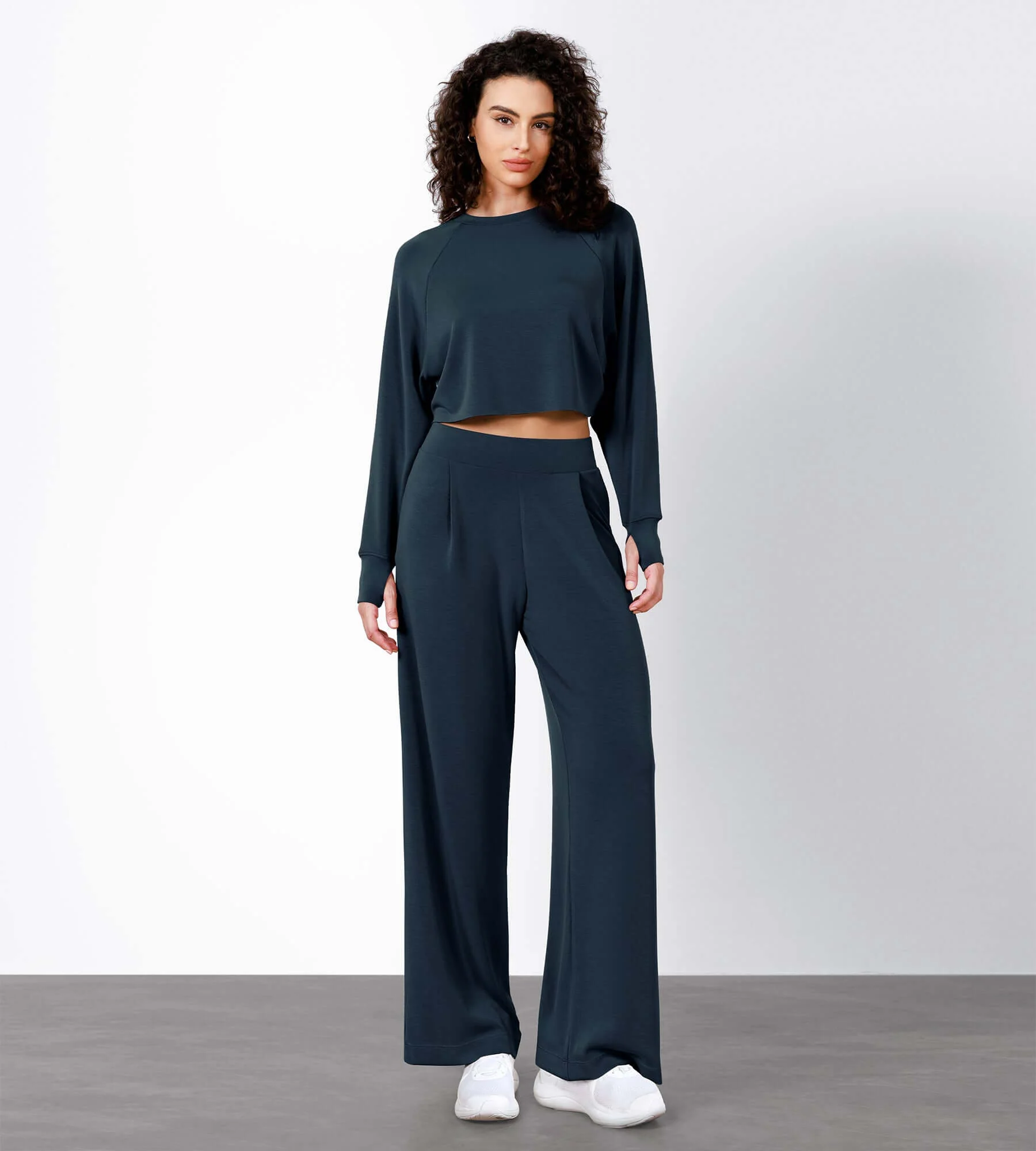 Modal Soft High Waist Wide Leg Casual Pants with Pockets - Image 10