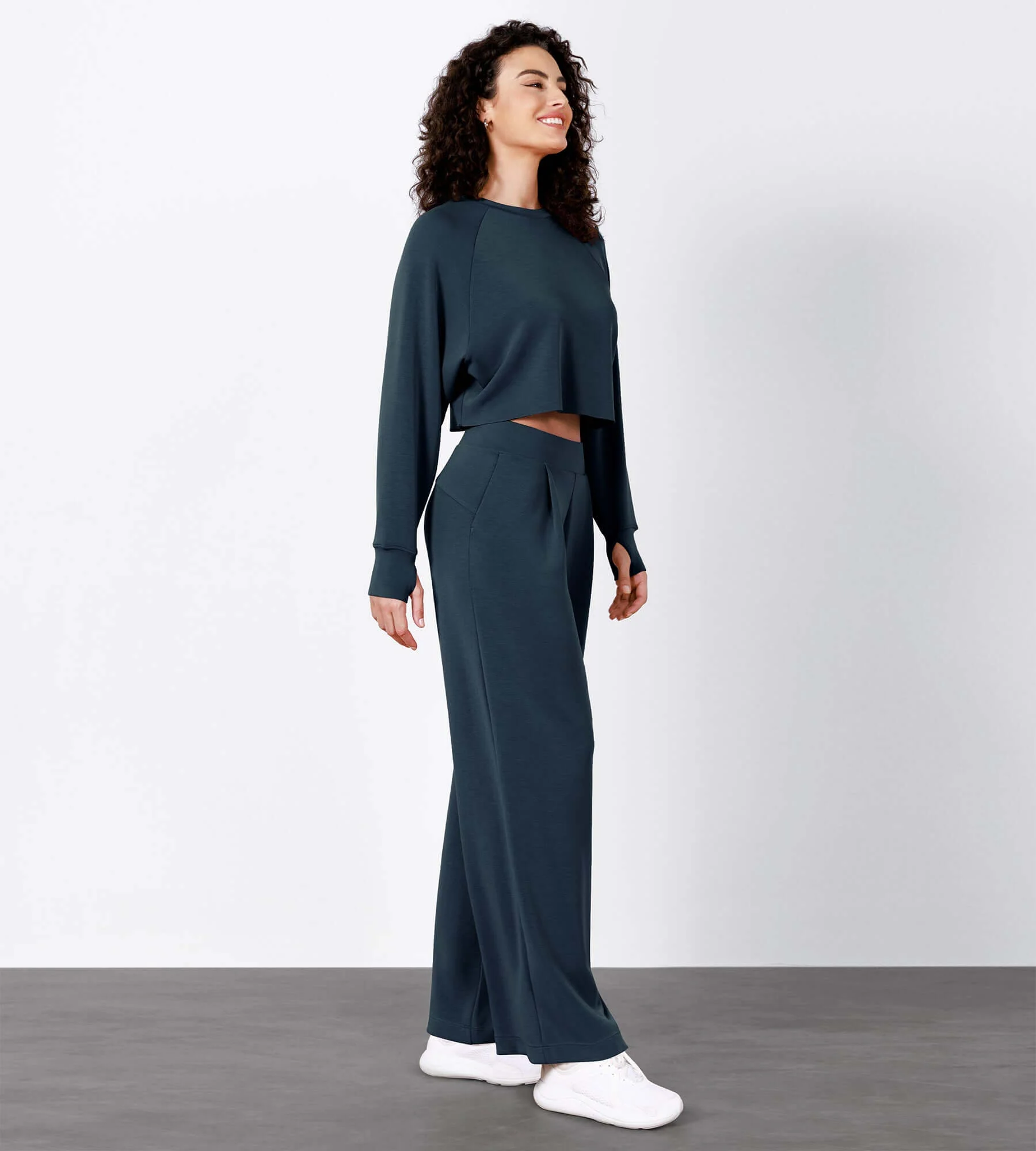 Modal Soft High Waist Wide Leg Casual Pants with Pockets - Image 12