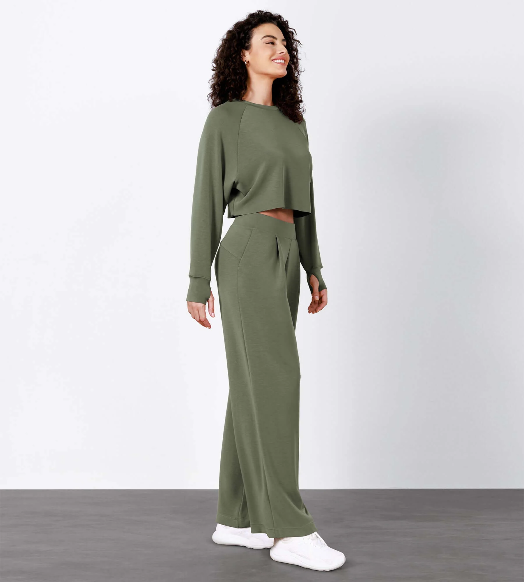Modal Soft High Waist Wide Leg Casual Pants with Pockets - Image 16