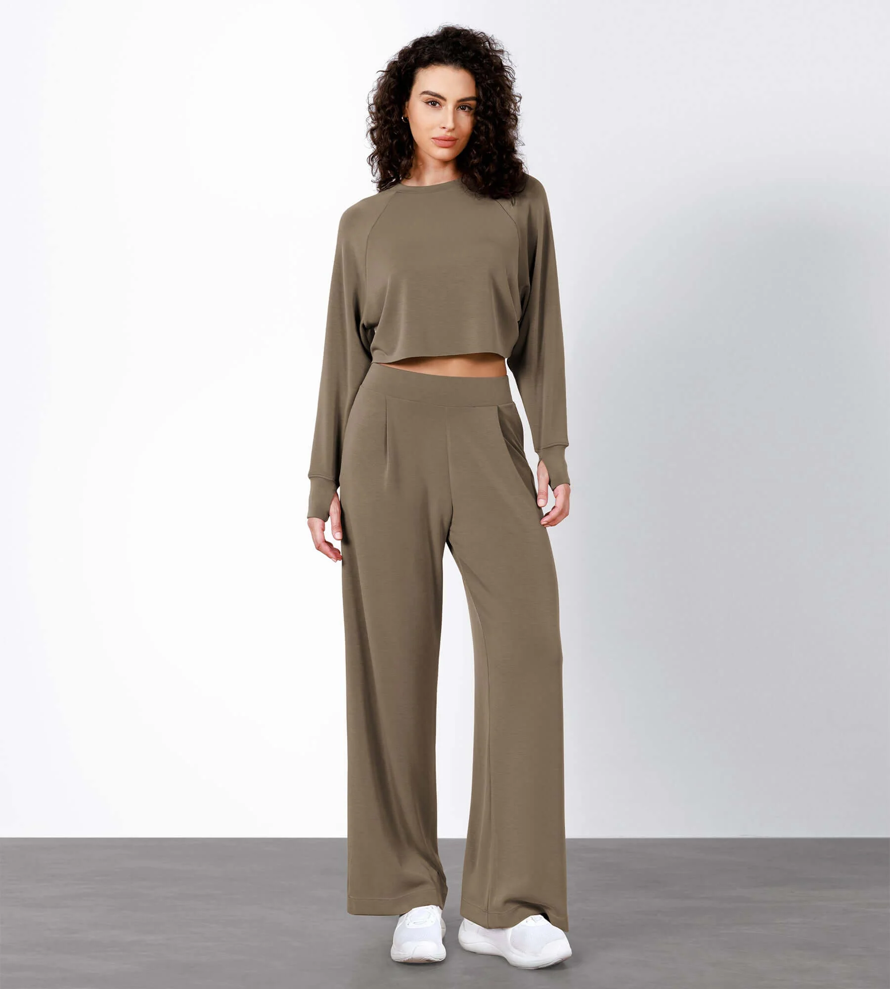 Modal Soft High Waist Wide Leg Casual Pants with Pockets - Image 18
