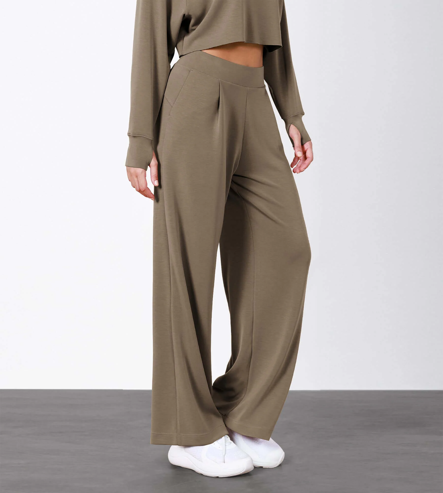Modal Soft High Waist Wide Leg Casual Pants with Pockets - Image 20