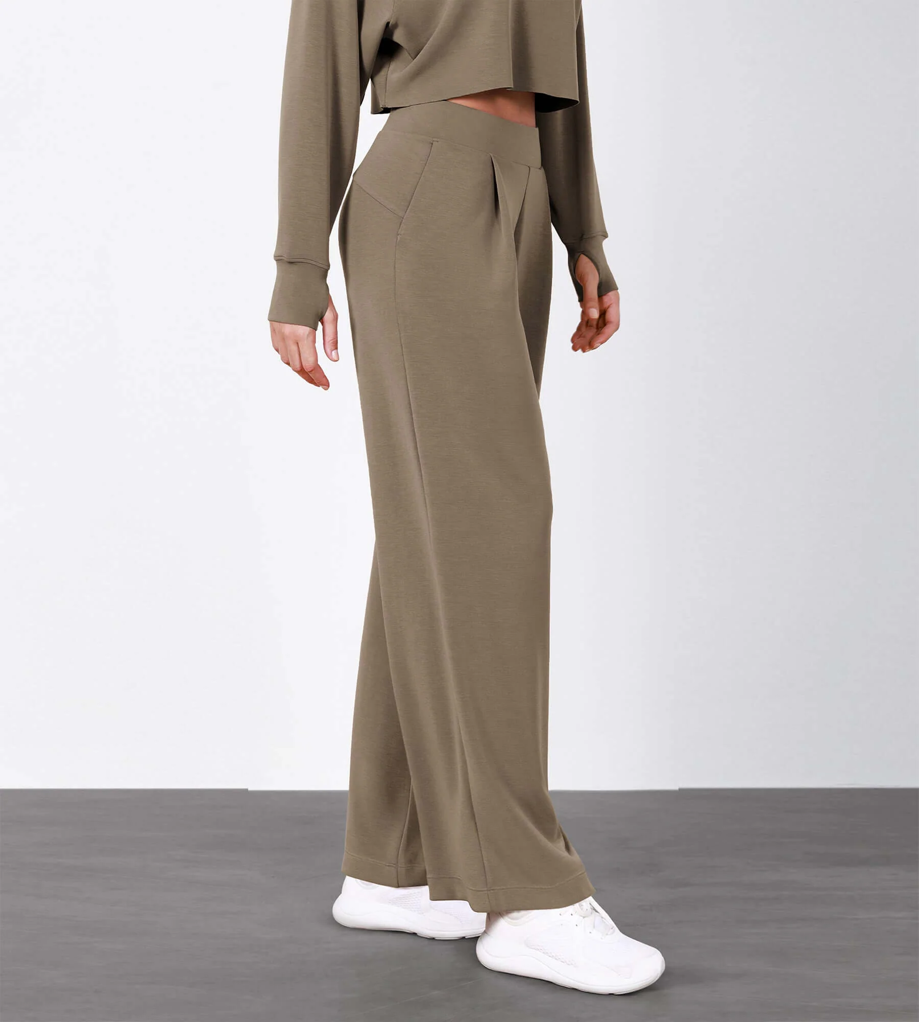 Modal Soft High Waist Wide Leg Casual Pants with Pockets - Image 21