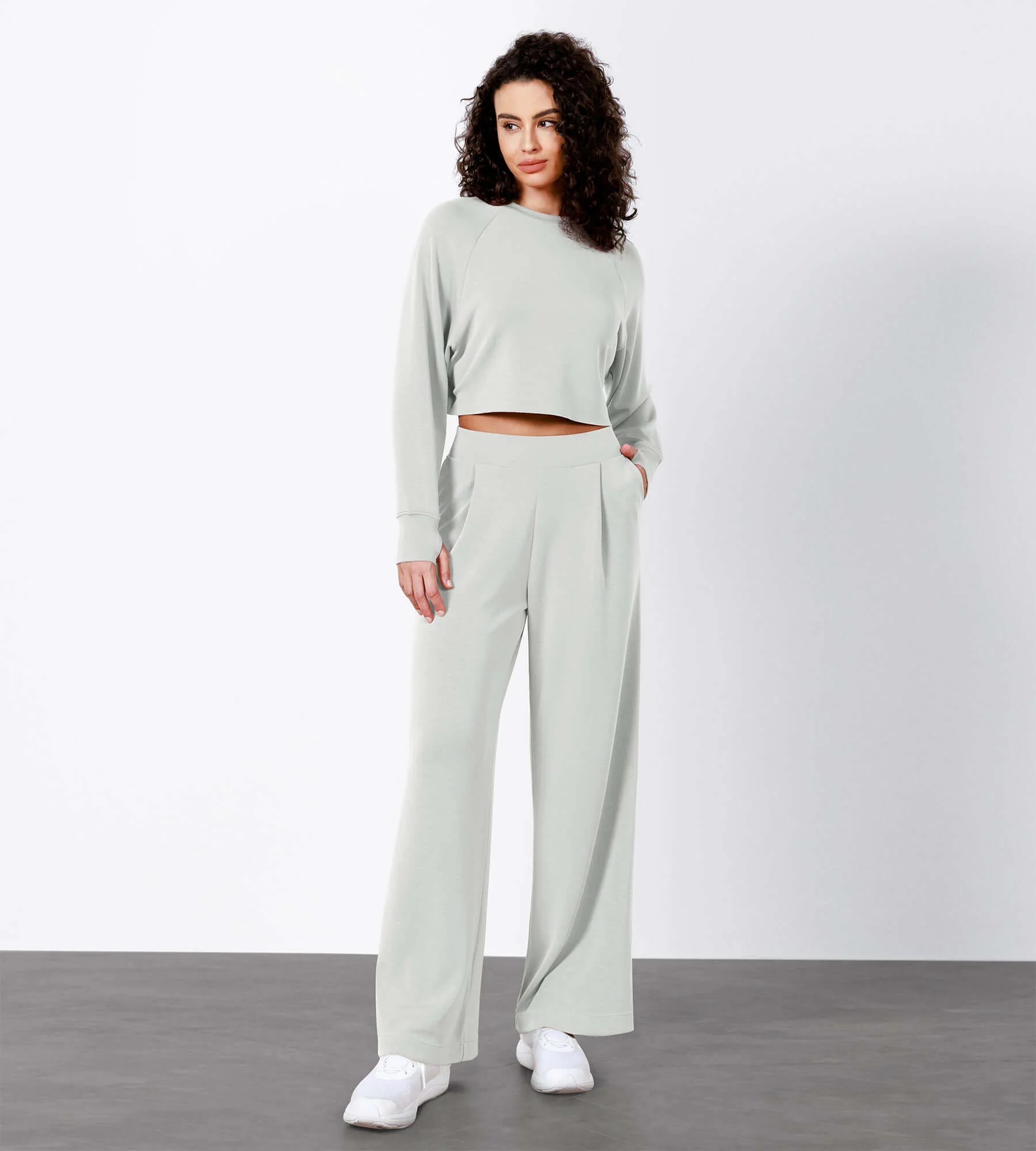 Modal Soft High Waist Wide Leg Casual Pants with Pockets - Image 22