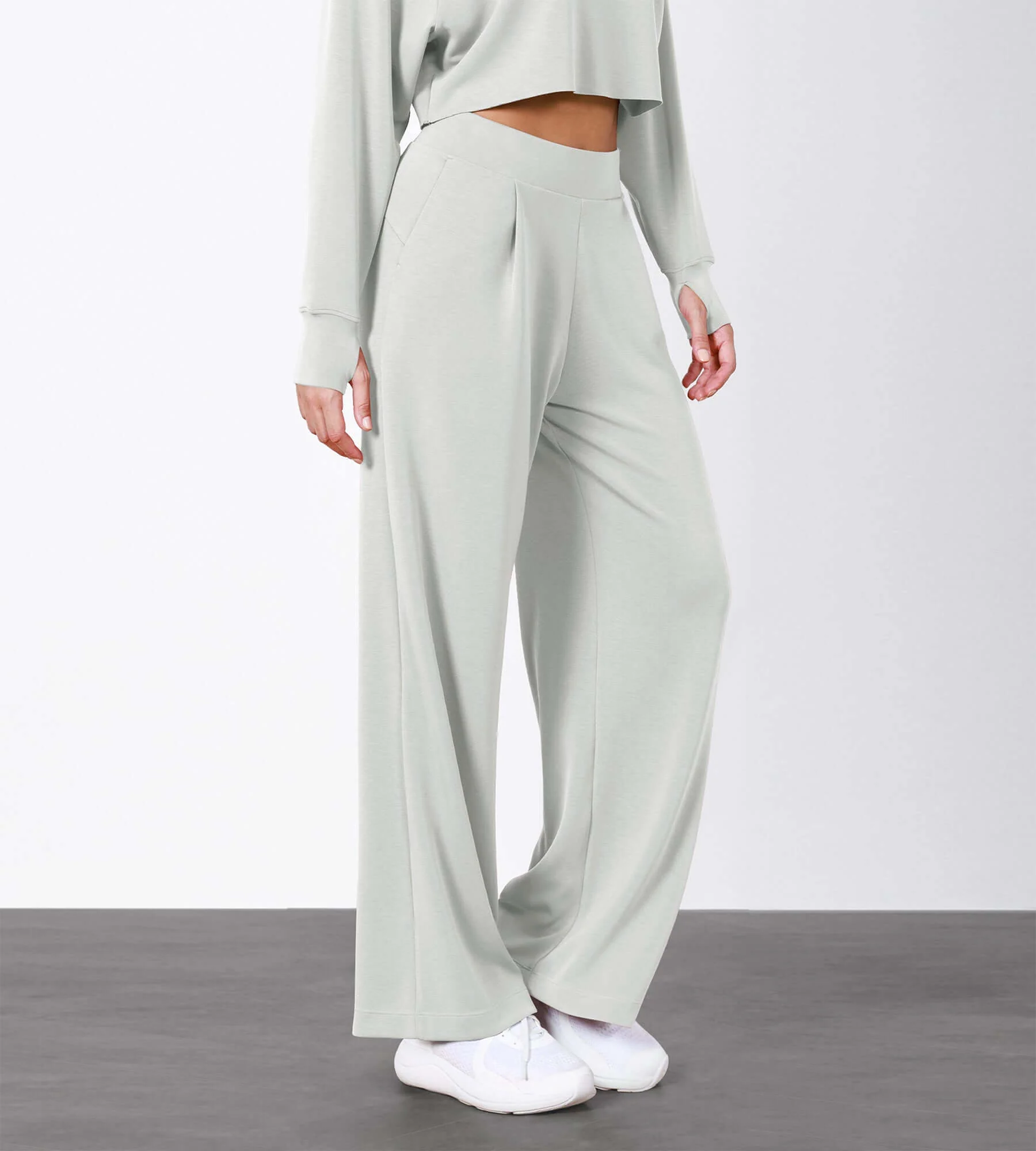 Modal Soft High Waist Wide Leg Casual Pants with Pockets - Image 24