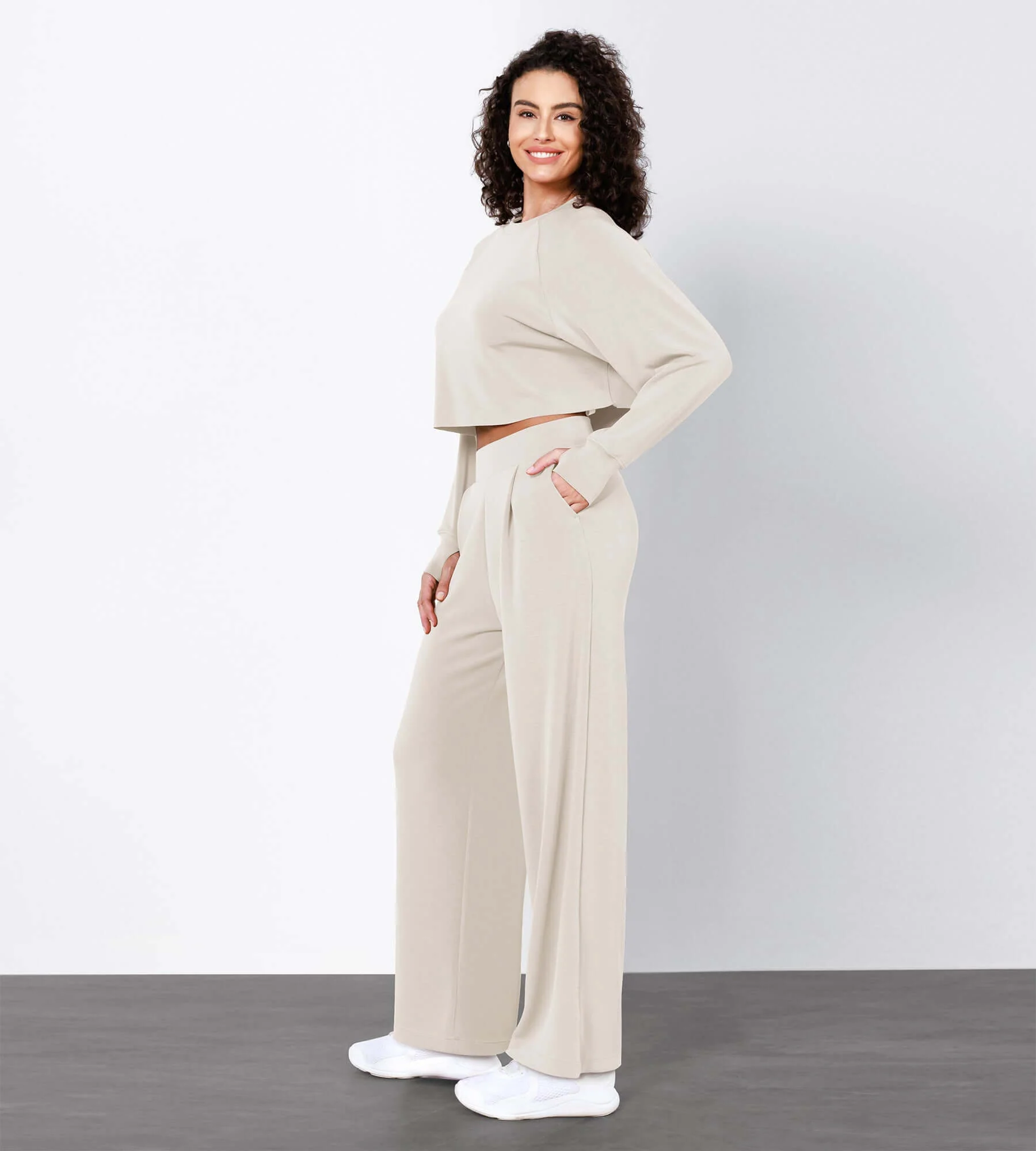Modal Soft High Waist Wide Leg Casual Pants with Pockets - Image 26