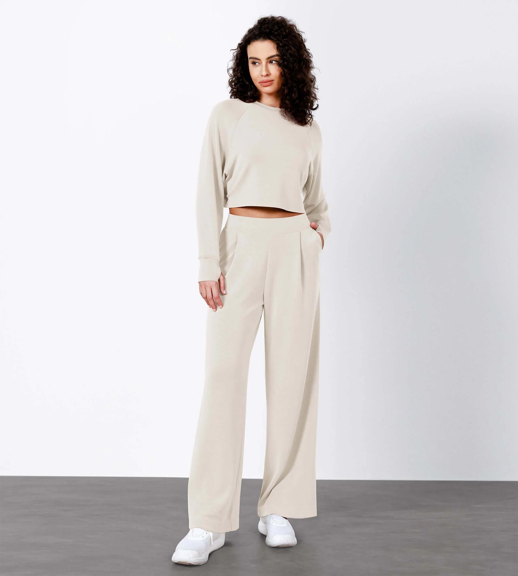 Modal Soft High Waist Wide Leg Casual Pants with Pockets - Image 27