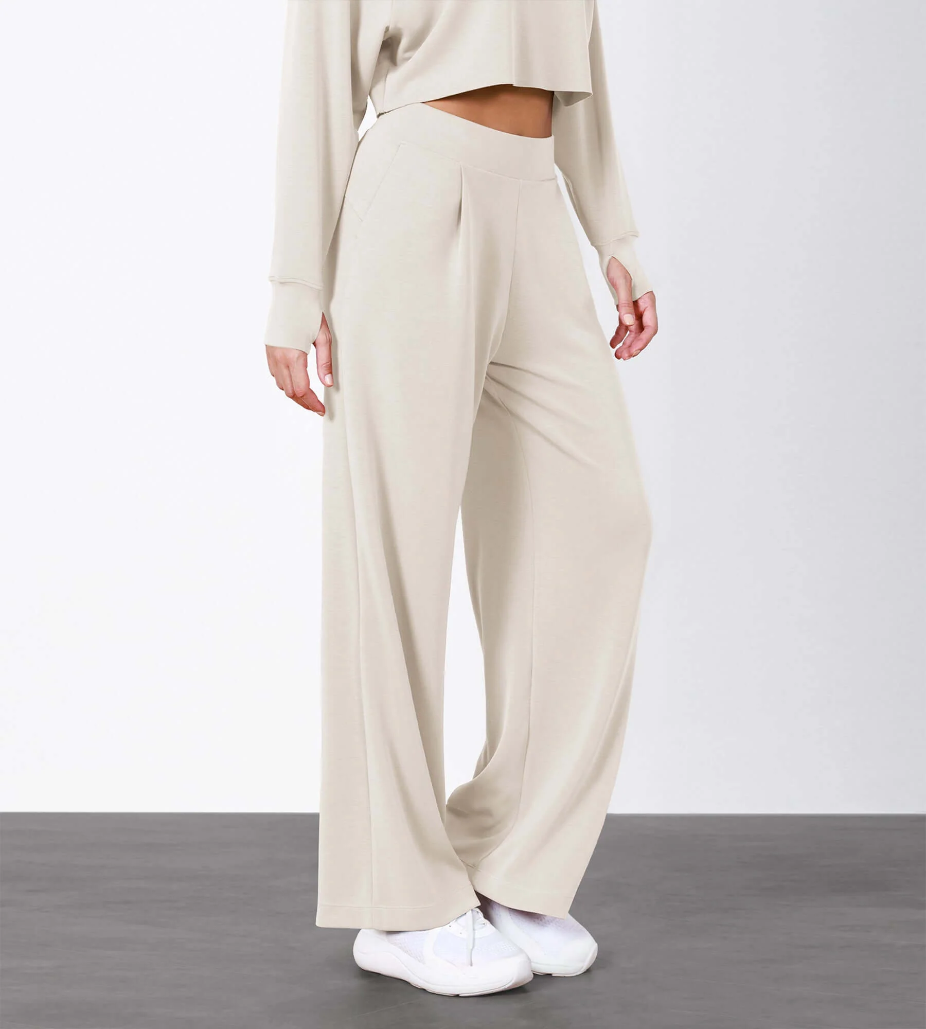 Modal Soft High Waist Wide Leg Casual Pants with Pockets - Image 28
