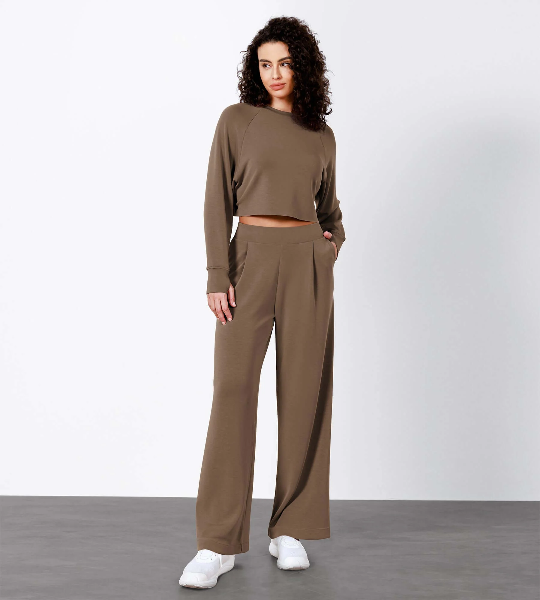 Modal Soft High Waist Wide Leg Casual Pants with Pockets - Image 30