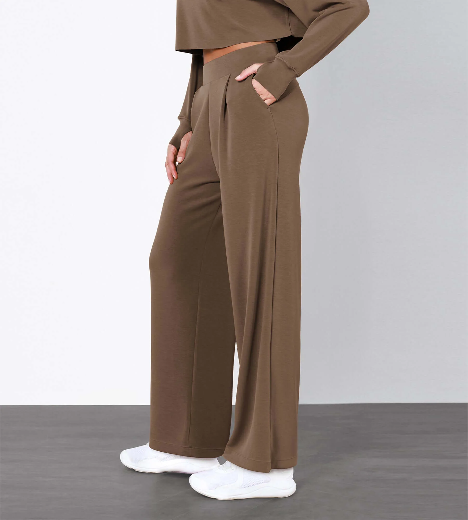Modal Soft High Waist Wide Leg Casual Pants with Pockets - Image 32
