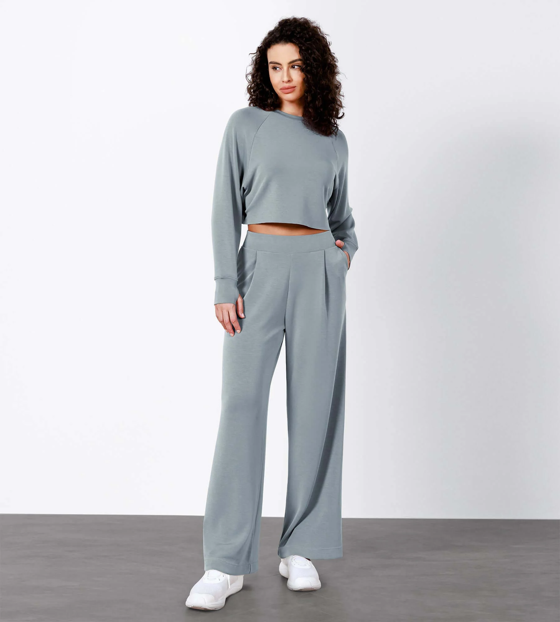 Modal Soft High Waist Wide Leg Casual Pants with Pockets - Image 35