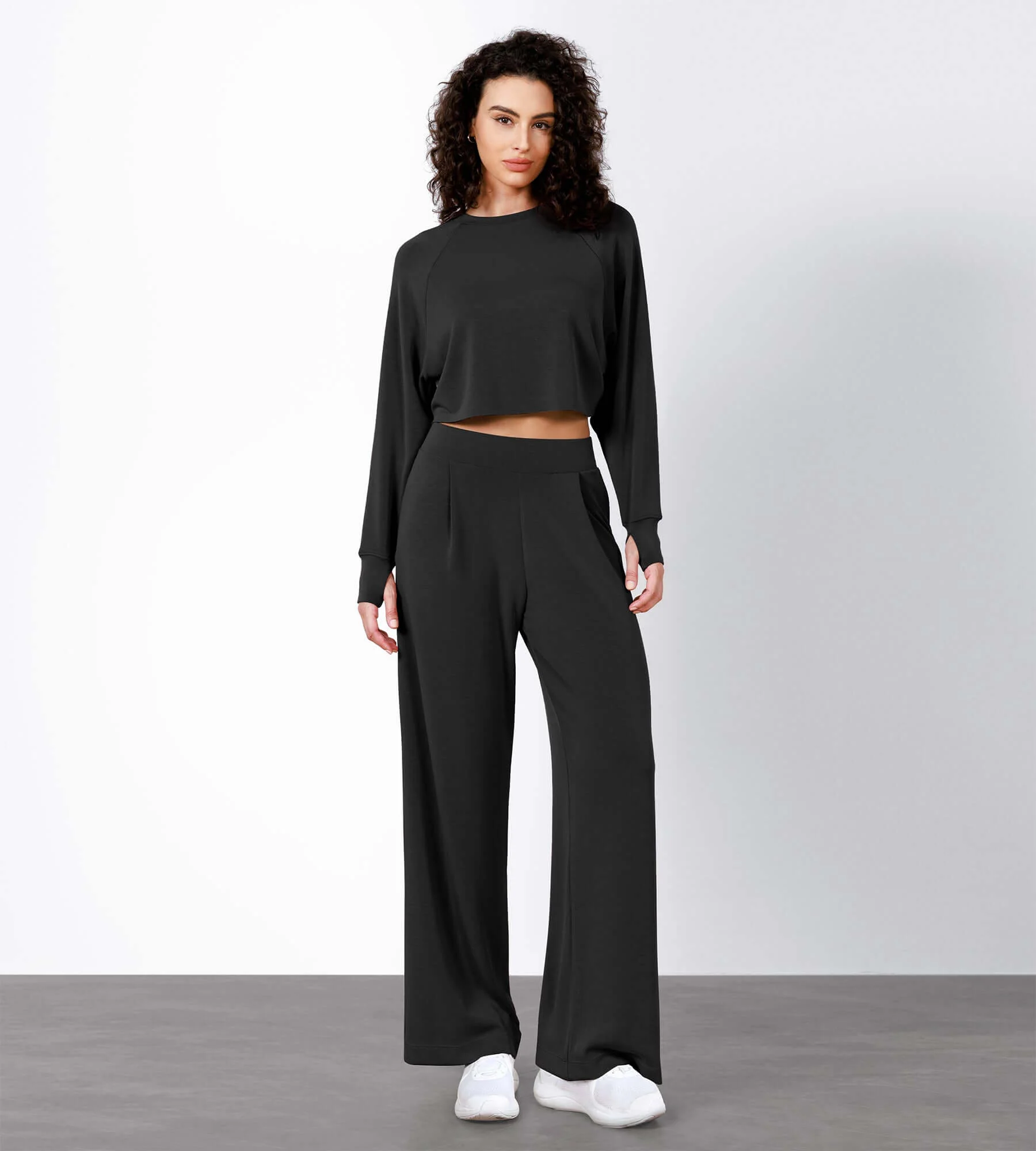 Modal Soft High Waist Wide Leg Casual Pants with Pockets - Image 8