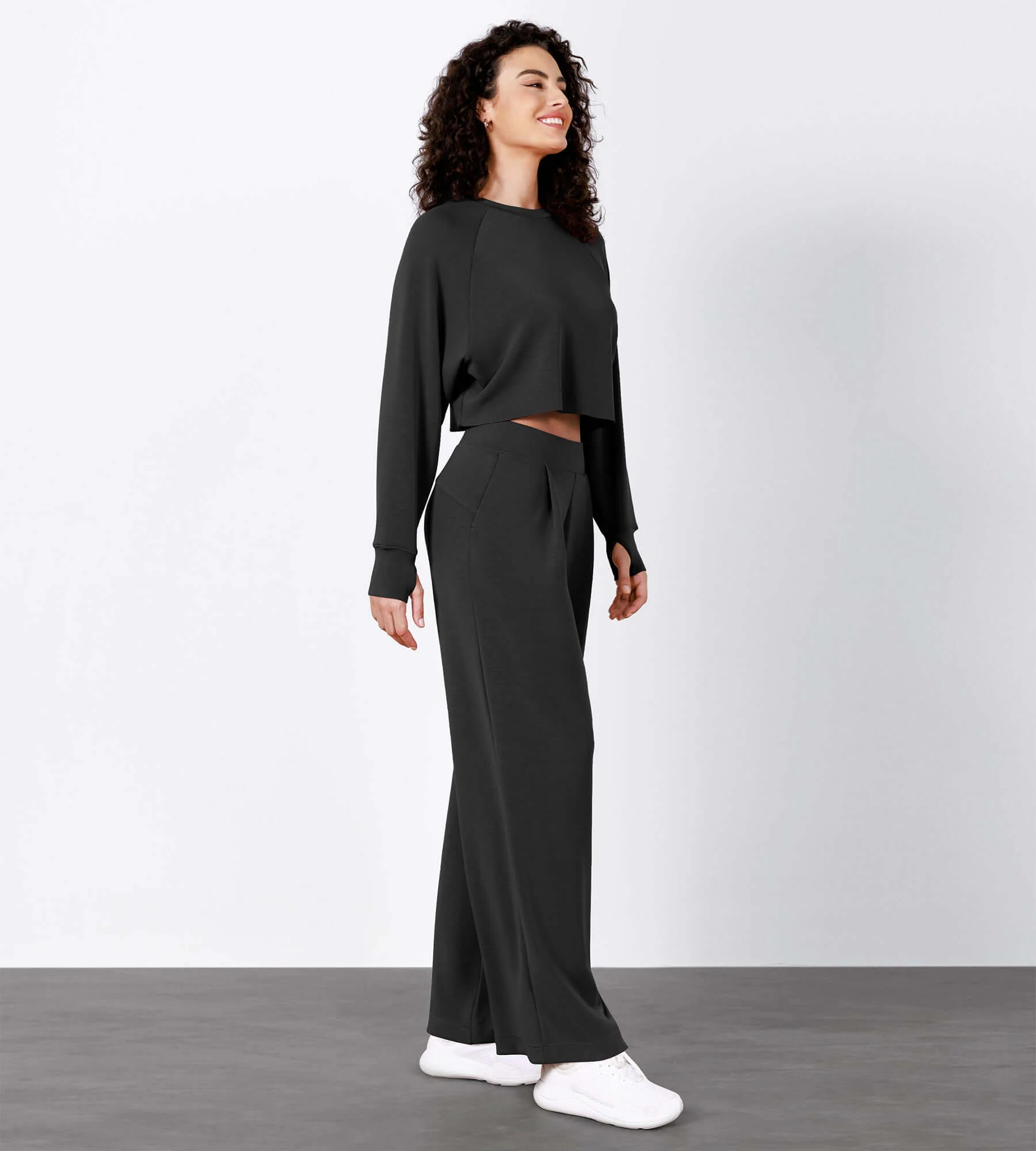 Modal Soft High Waist Wide Leg Casual Pants with Pockets - Image 9