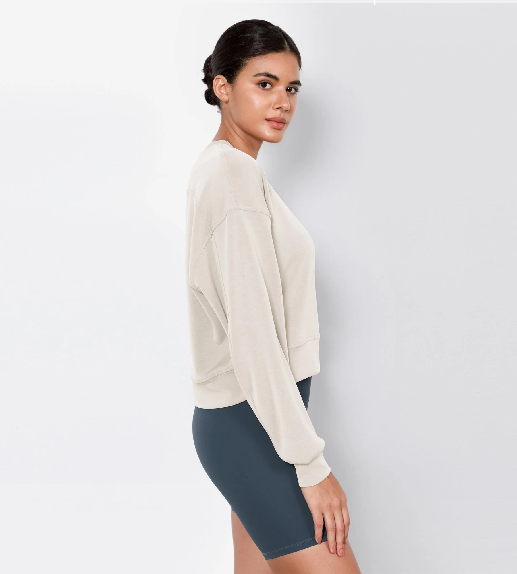 Modal Soft Long Sleeve Cropped Sweatshirts - Image 22