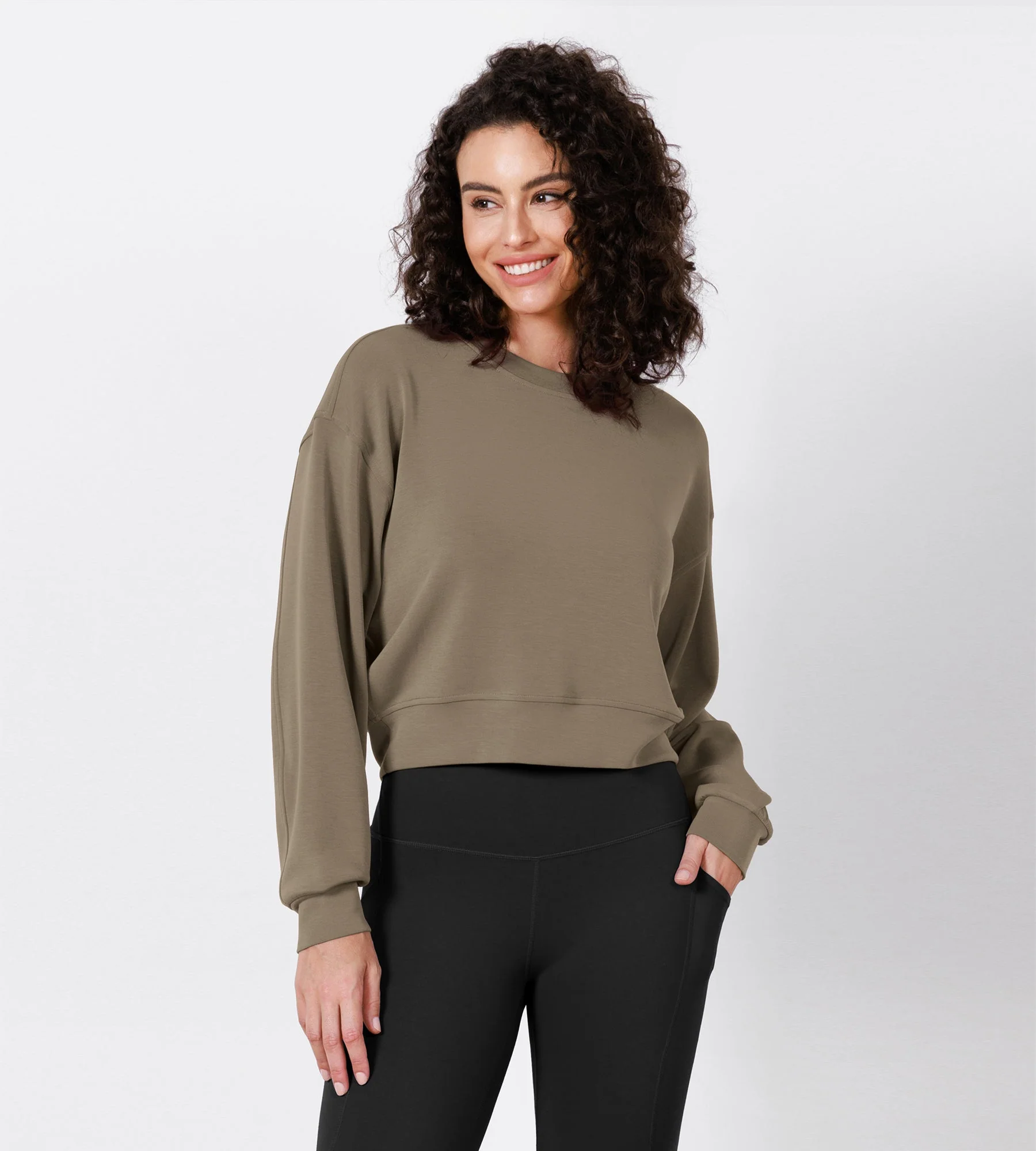 Modal Soft Long Sleeve Cropped Sweatshirts - Image 29