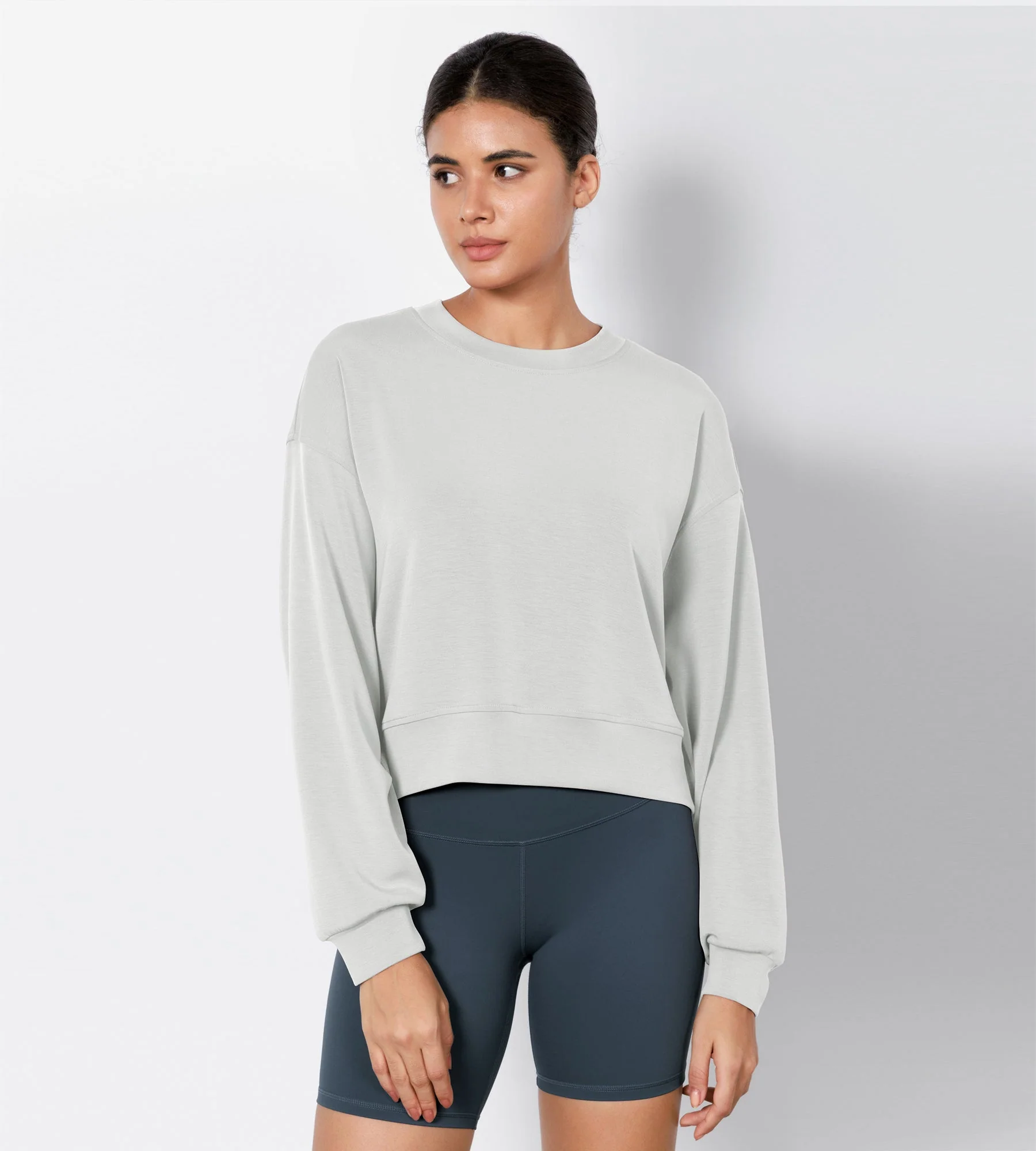 Modal Soft Long Sleeve Cropped Sweatshirts - Image 33