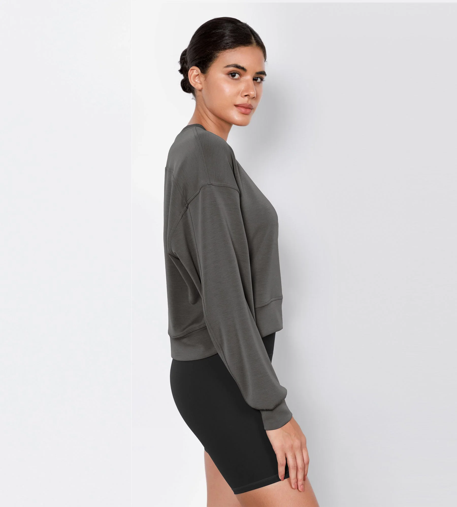 Modal Soft Long Sleeve Cropped Sweatshirts - Image 4
