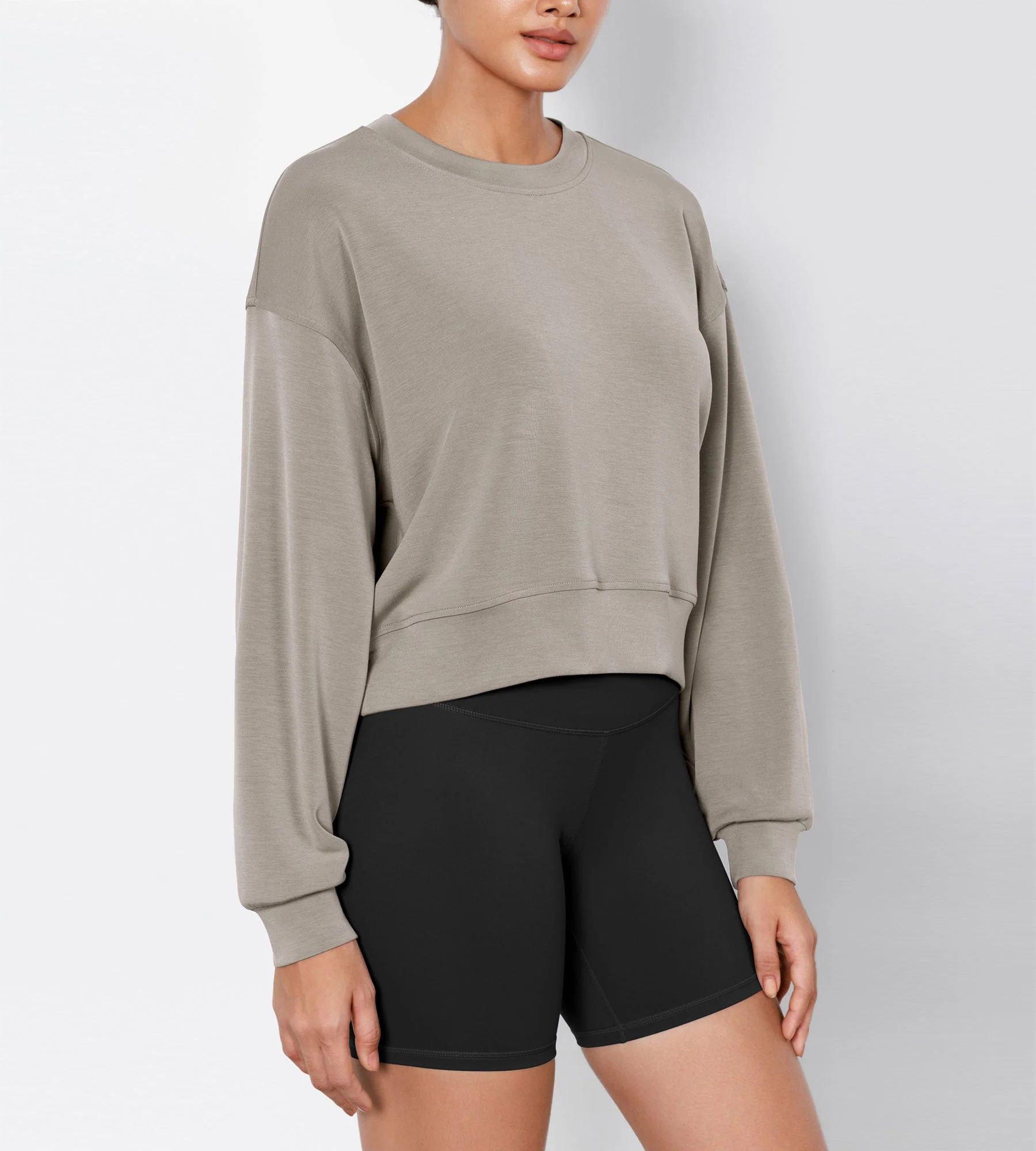 Modal Soft Long Sleeve Cropped Sweatshirts - Image 40
