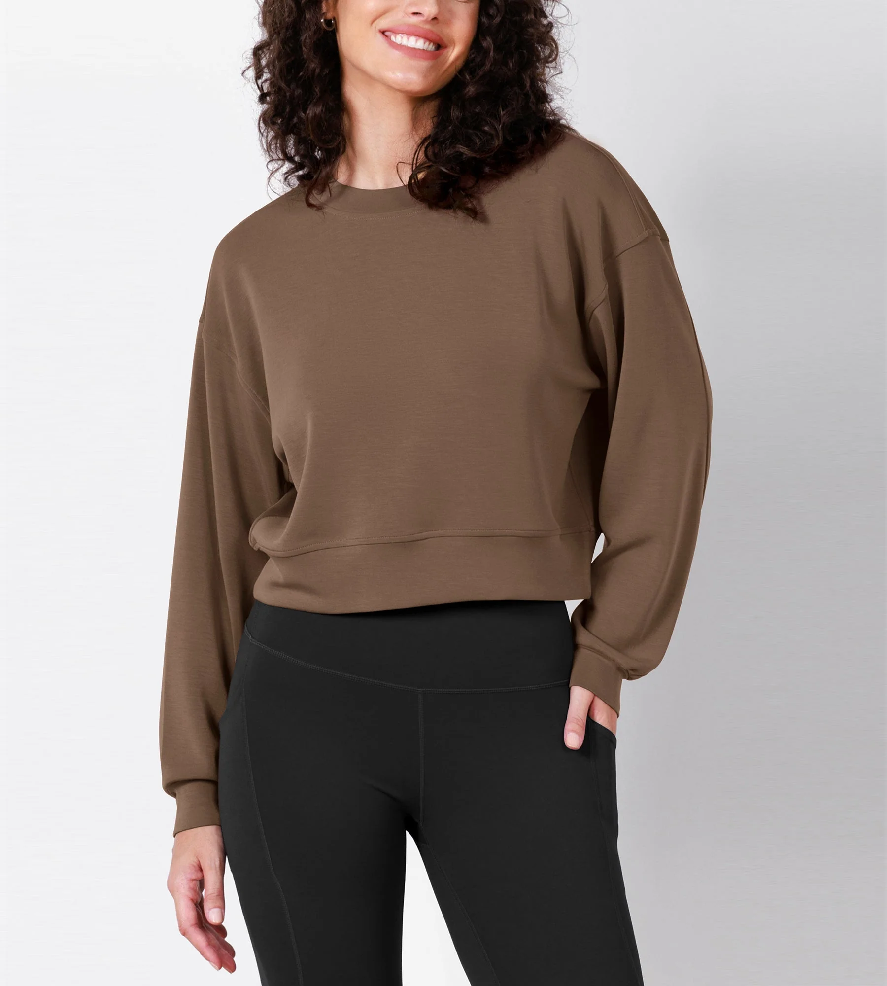 Modal Soft Long Sleeve Cropped Sweatshirts - Image 51