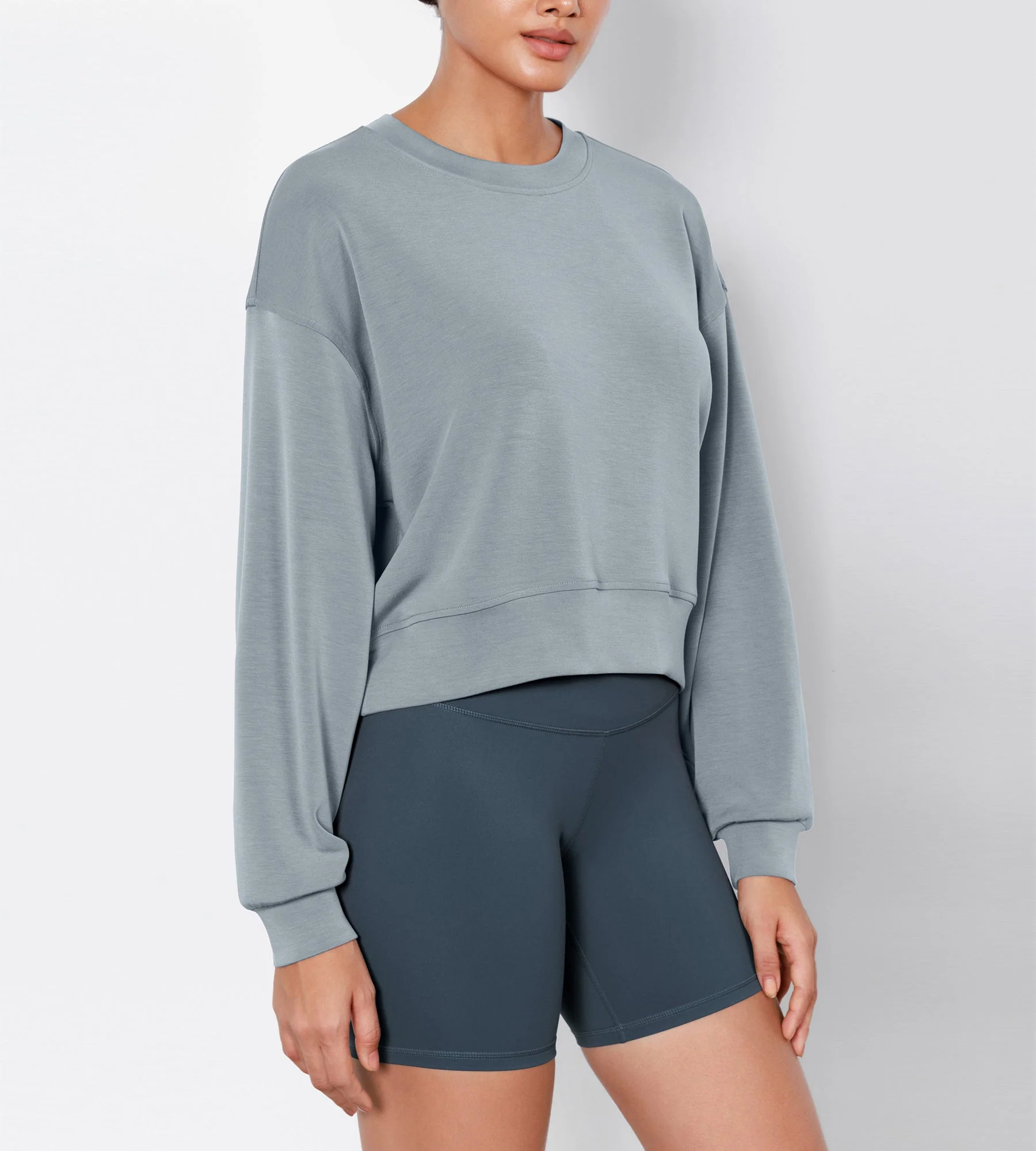 Modal Soft Long Sleeve Cropped Sweatshirts - Image 60