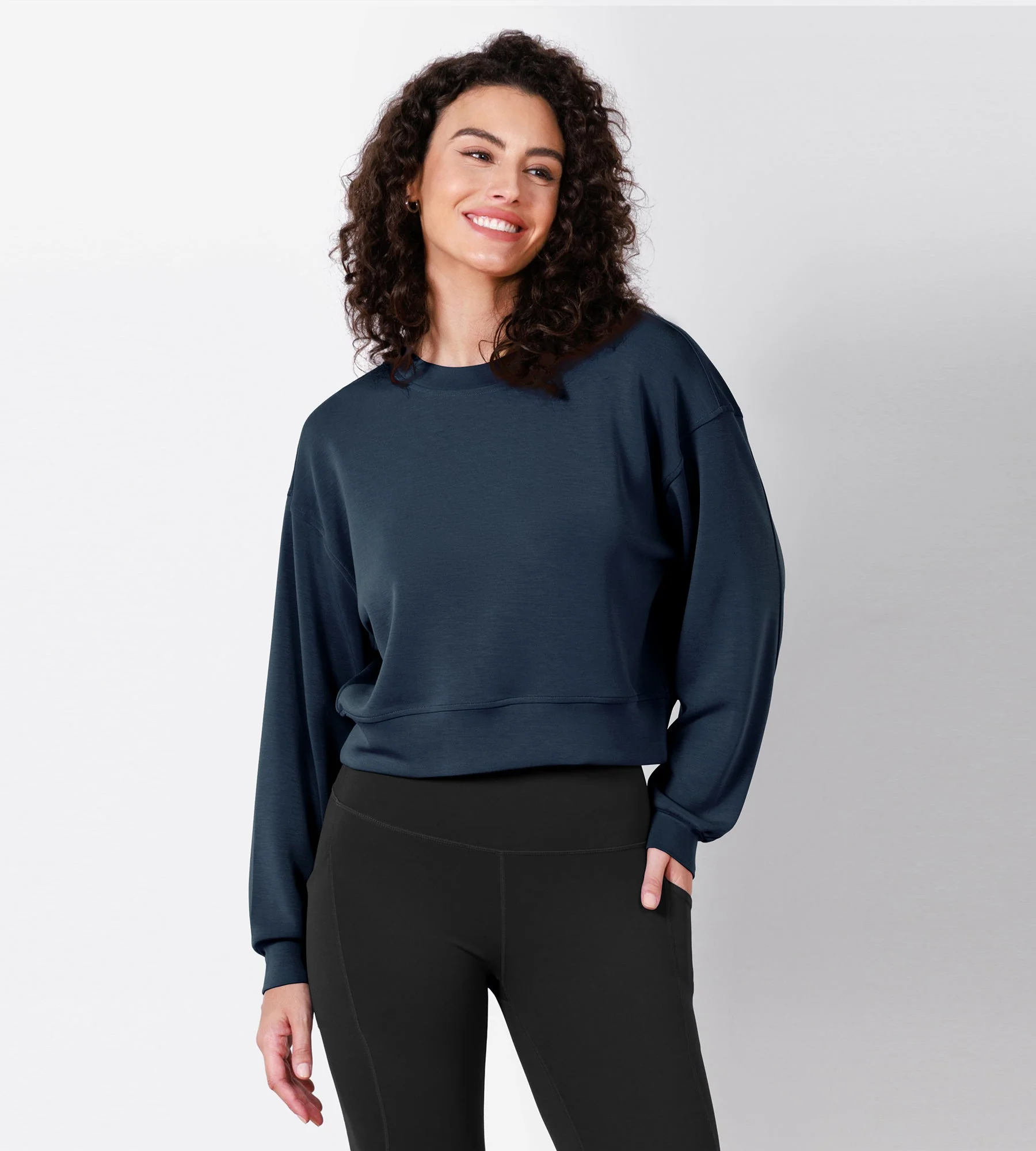 Modal Soft Long Sleeve Cropped Sweatshirts - Image 9