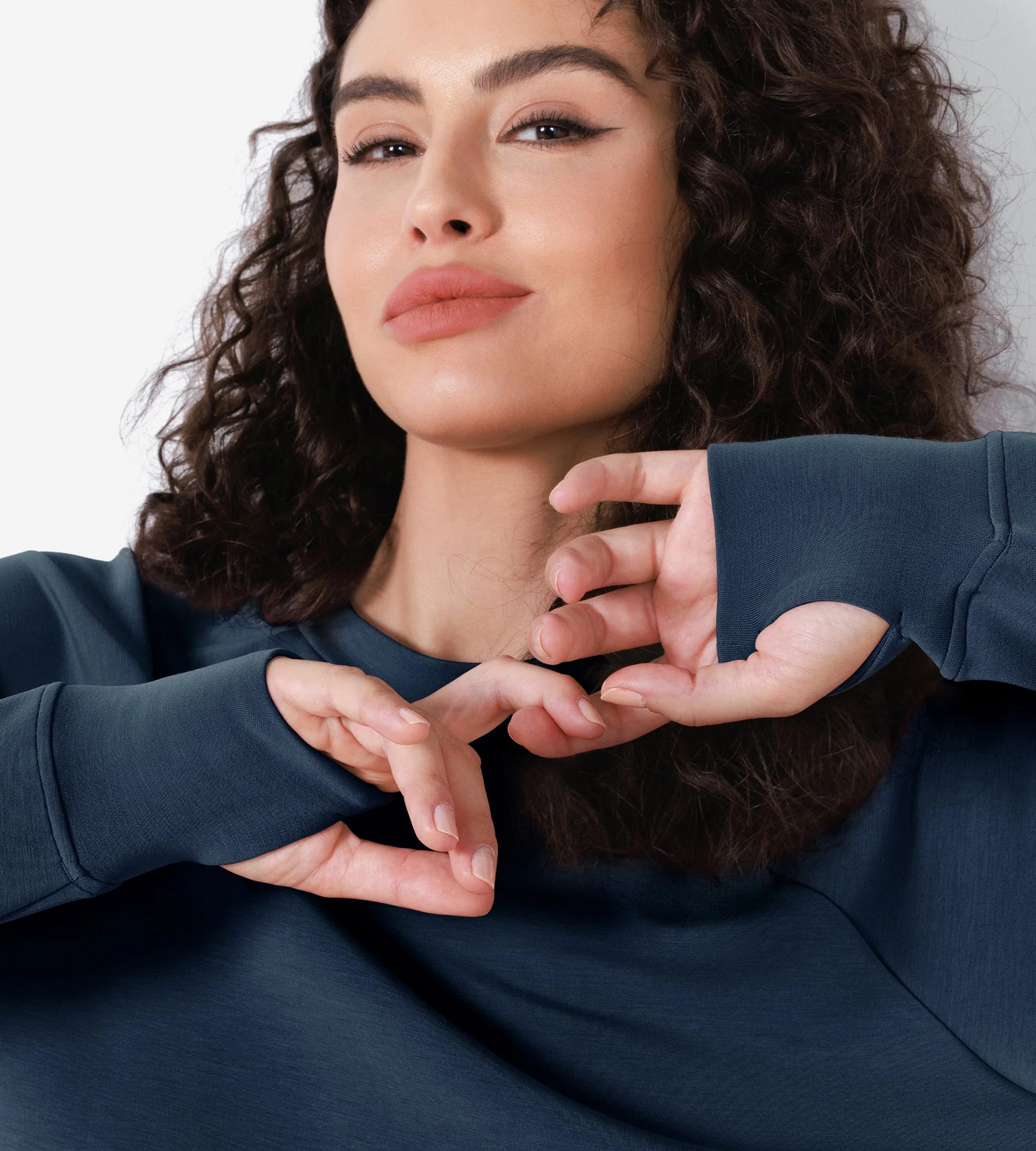 Modal Soft Long Sleeve Cropped Sweatshirts with Thumb Hole - Image 19