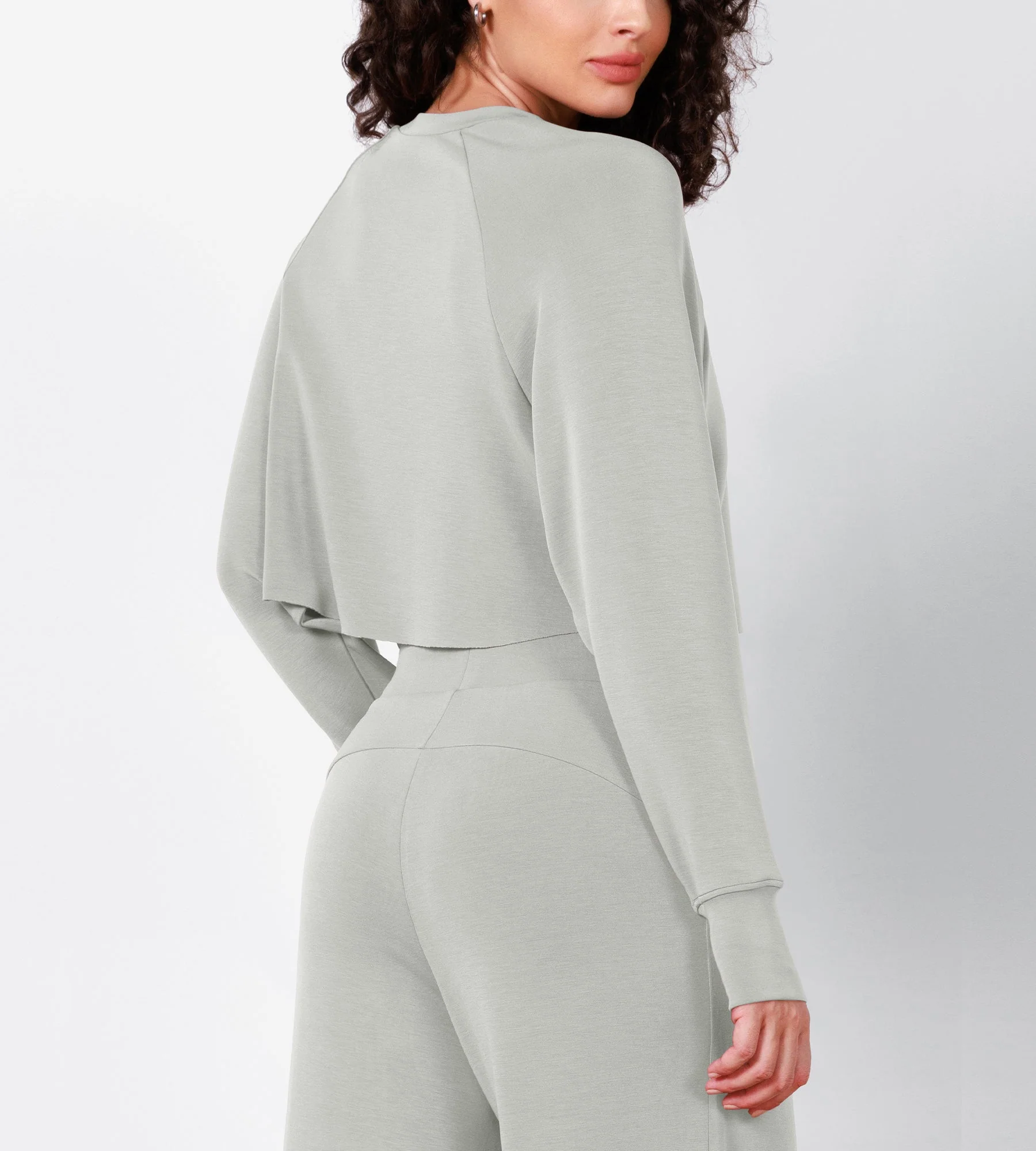 Modal Soft Long Sleeve Cropped Sweatshirts with Thumb Hole - Image 21