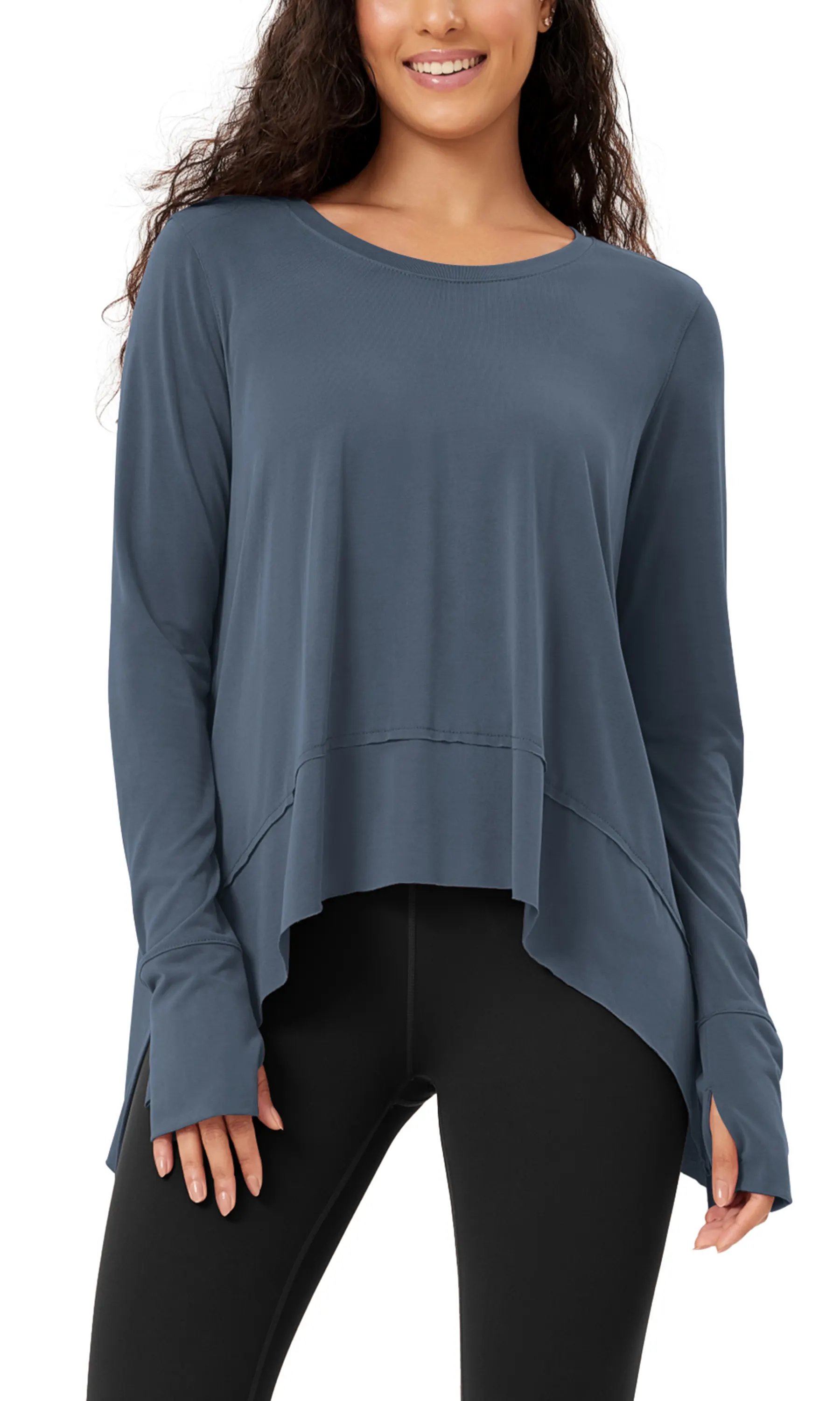 Modal Soft Long Sleeve Tee with Thumb Hole - Image 16