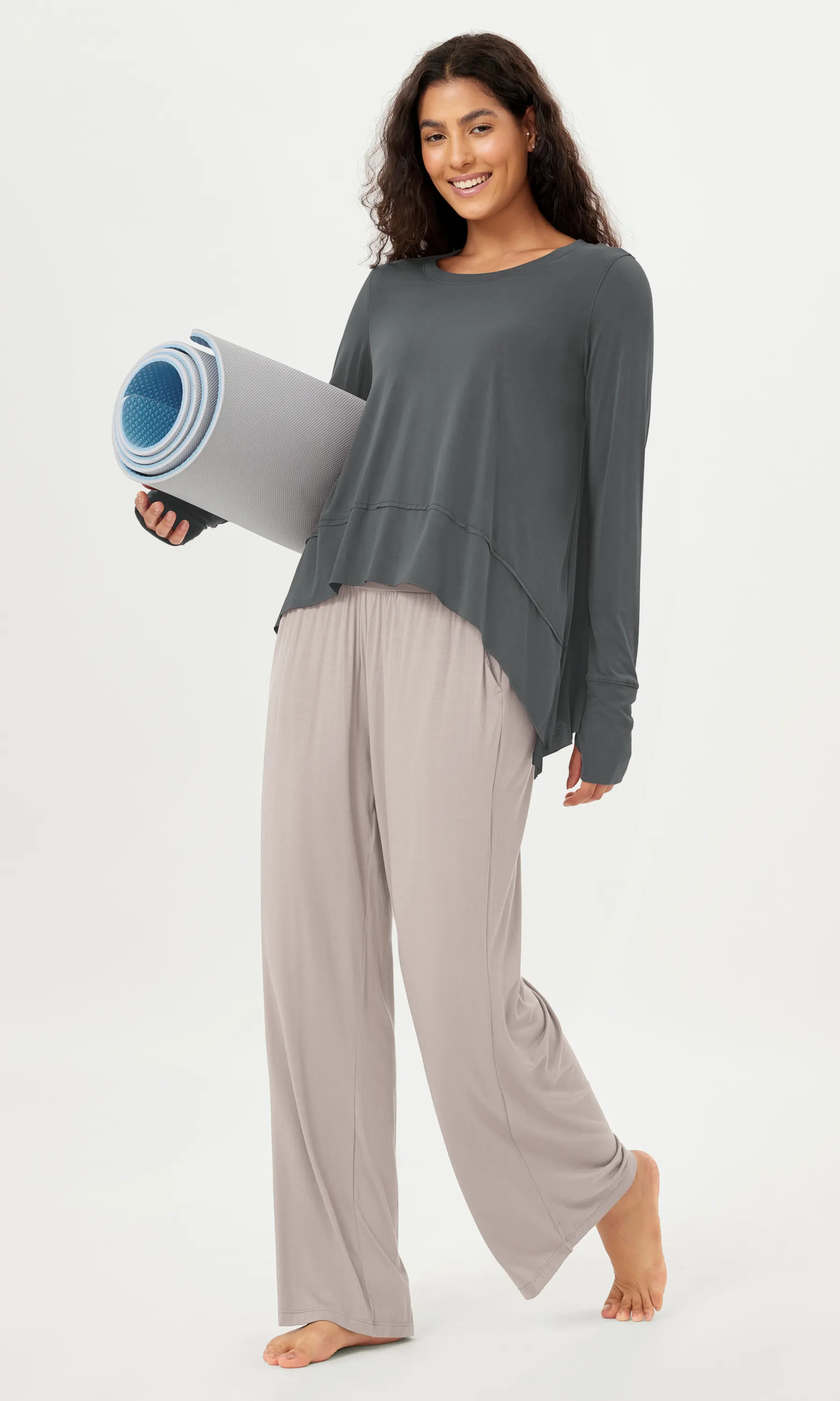Modal Soft Long Sleeve Tee with Thumb Hole - Image 25
