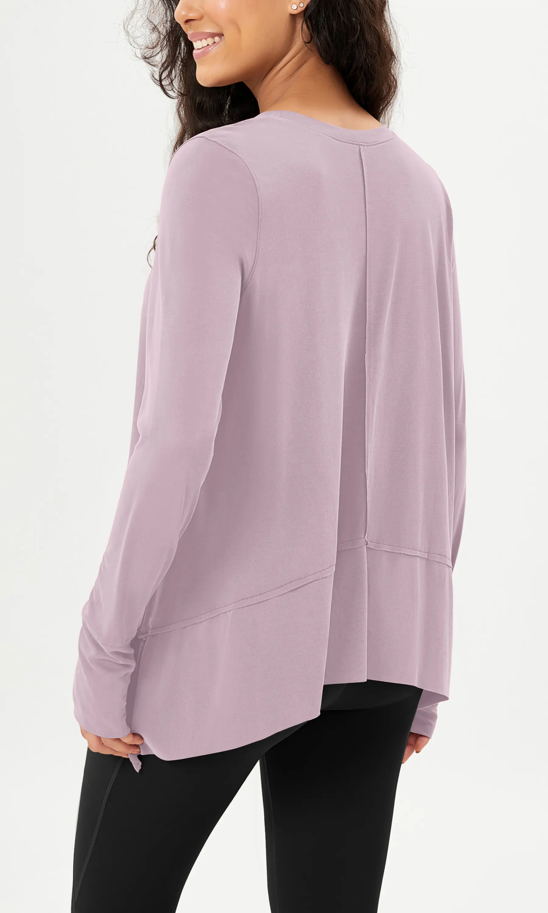 Modal Soft Long Sleeve Tee with Thumb Hole - Image 39