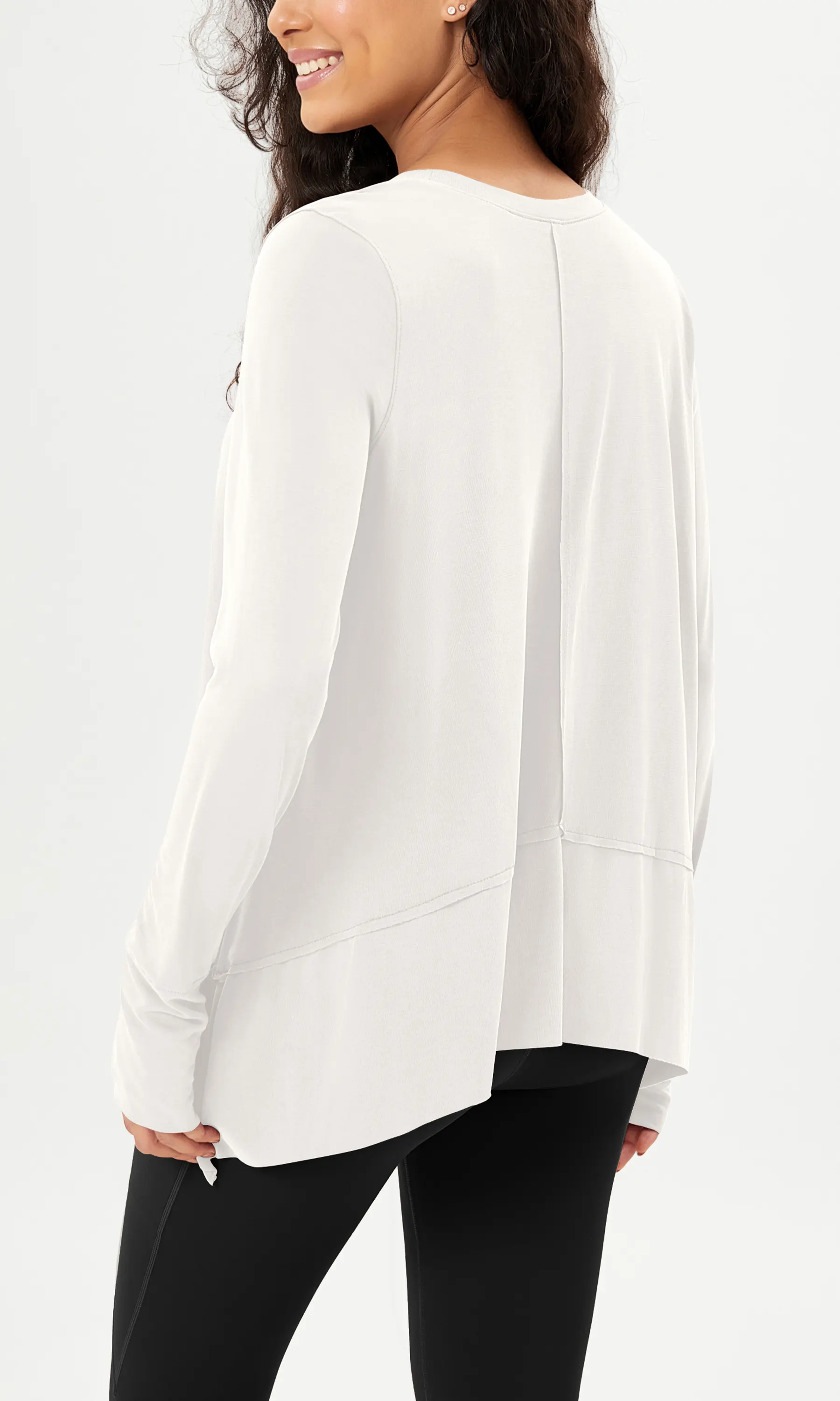 Modal Soft Long Sleeve Tee with Thumb Hole - Image 49