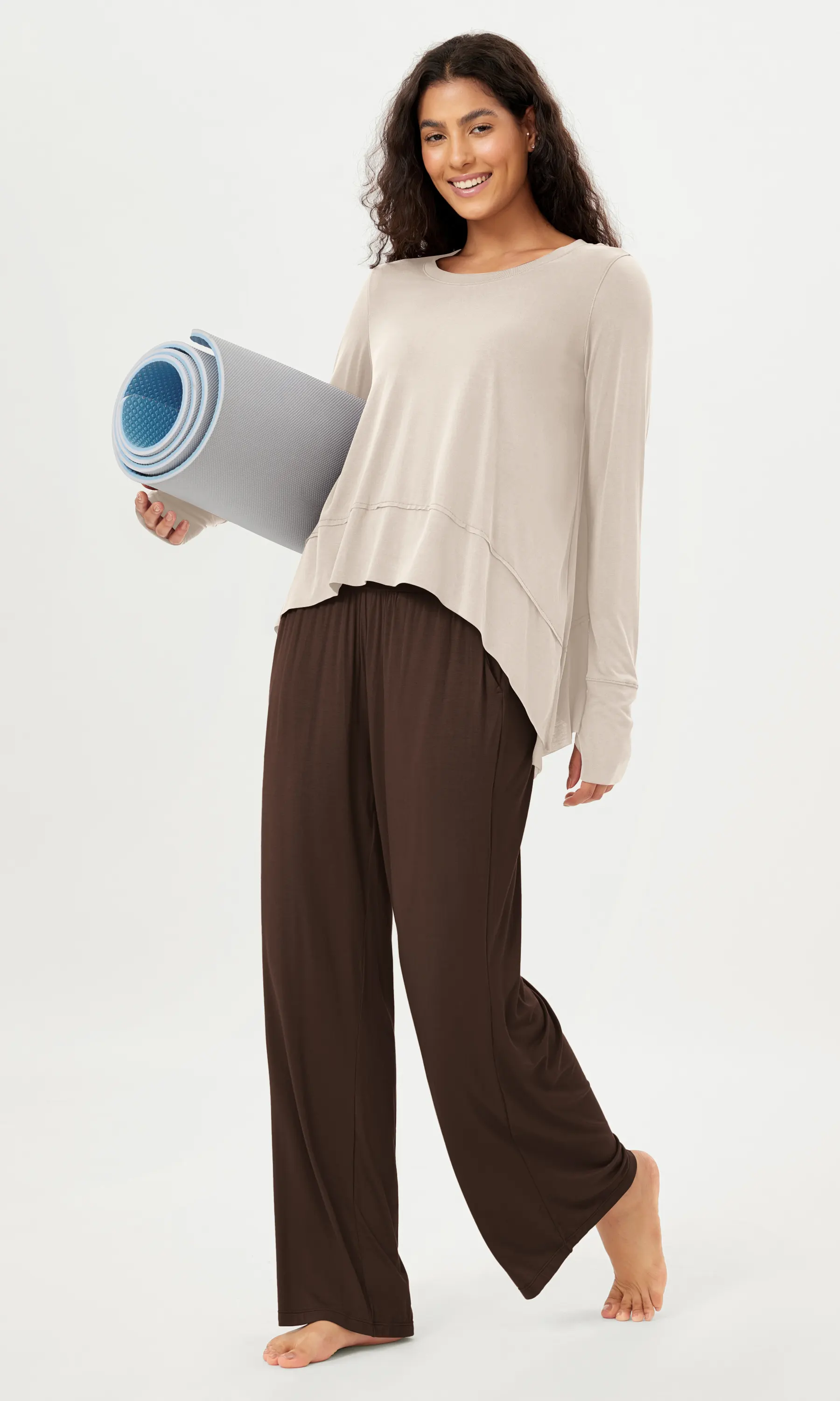 Modal Soft Long Sleeve Tee with Thumb Hole - Image 5