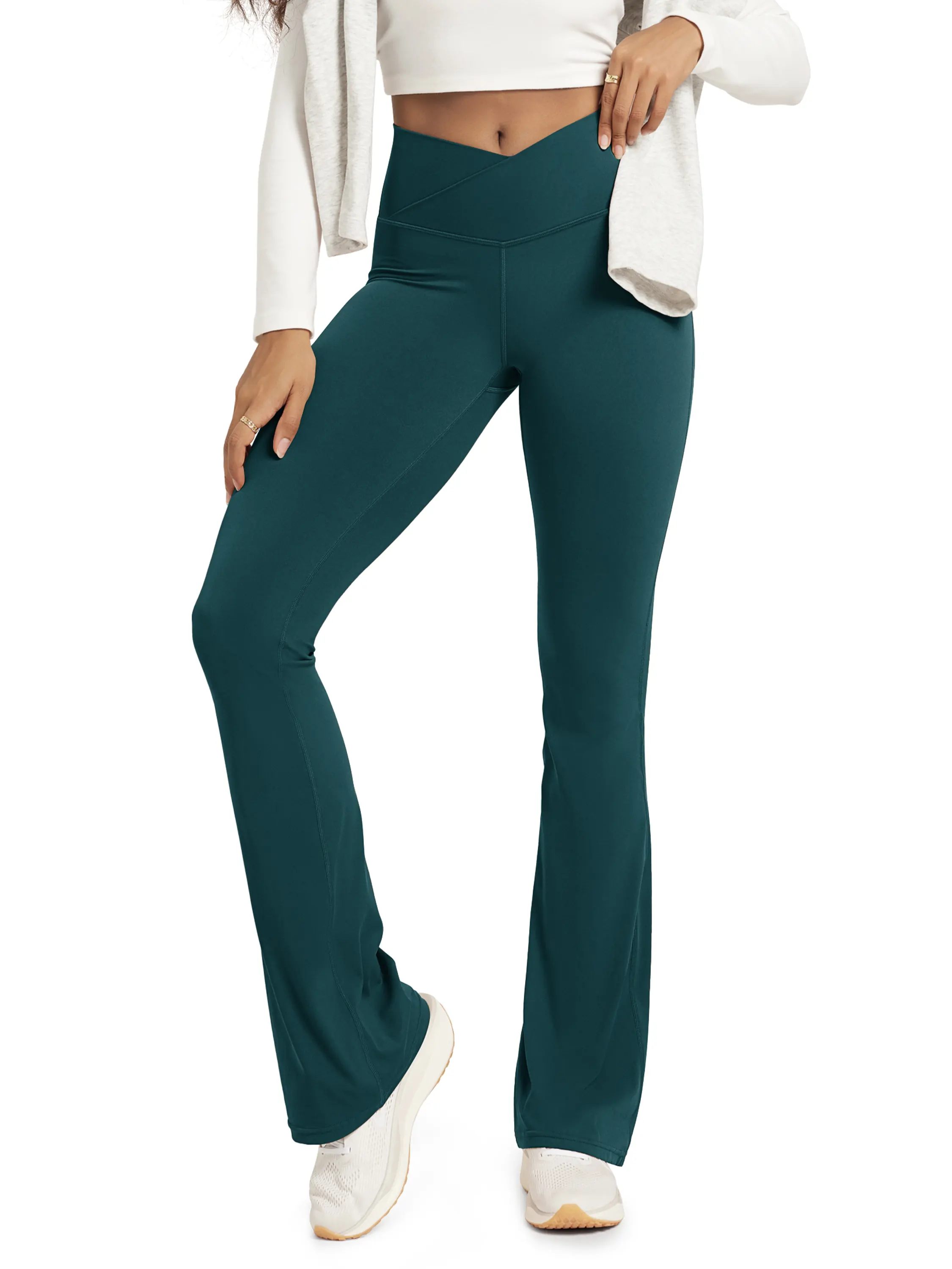 ODCLOUD 30" Crossover Flared Yoga Pants with Back Pocket - Image 56
