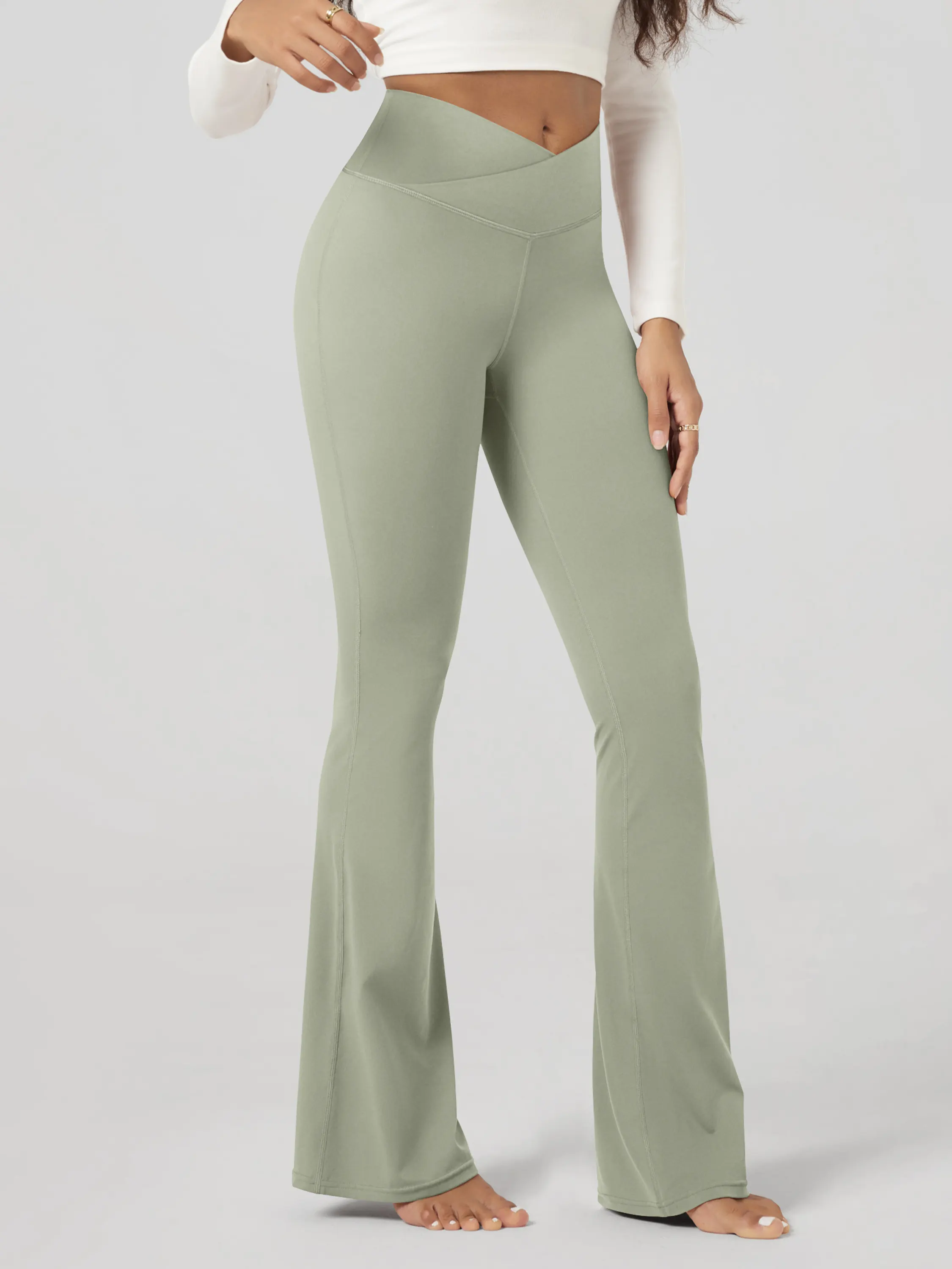 ODCLOUD 30" Crossover Flared Yoga Pants with Back Pocket - Image 72