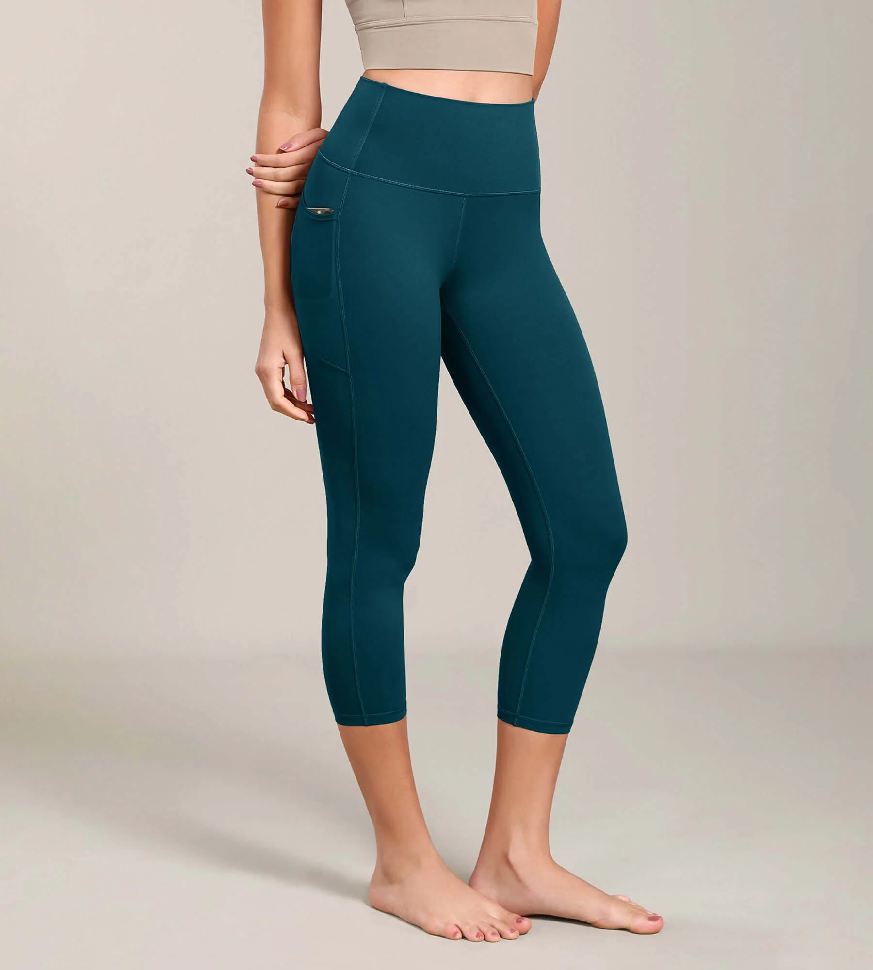 ODCLOUD Lounge Yoga 21" High Waist Capris Leggings with Pockets - Image 33