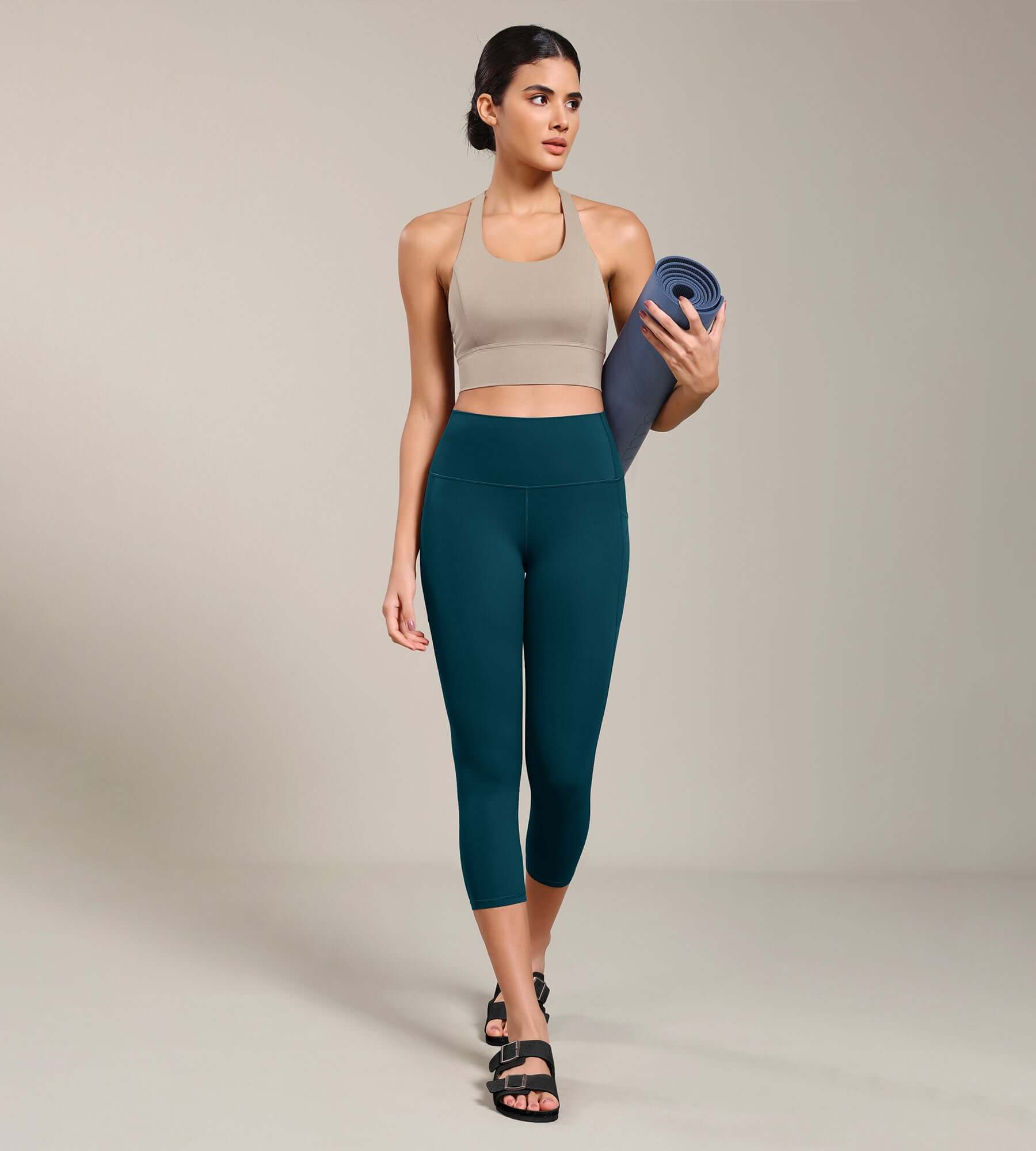 ODCLOUD Lounge Yoga 21" High Waist Capris Leggings with Pockets - Image 37