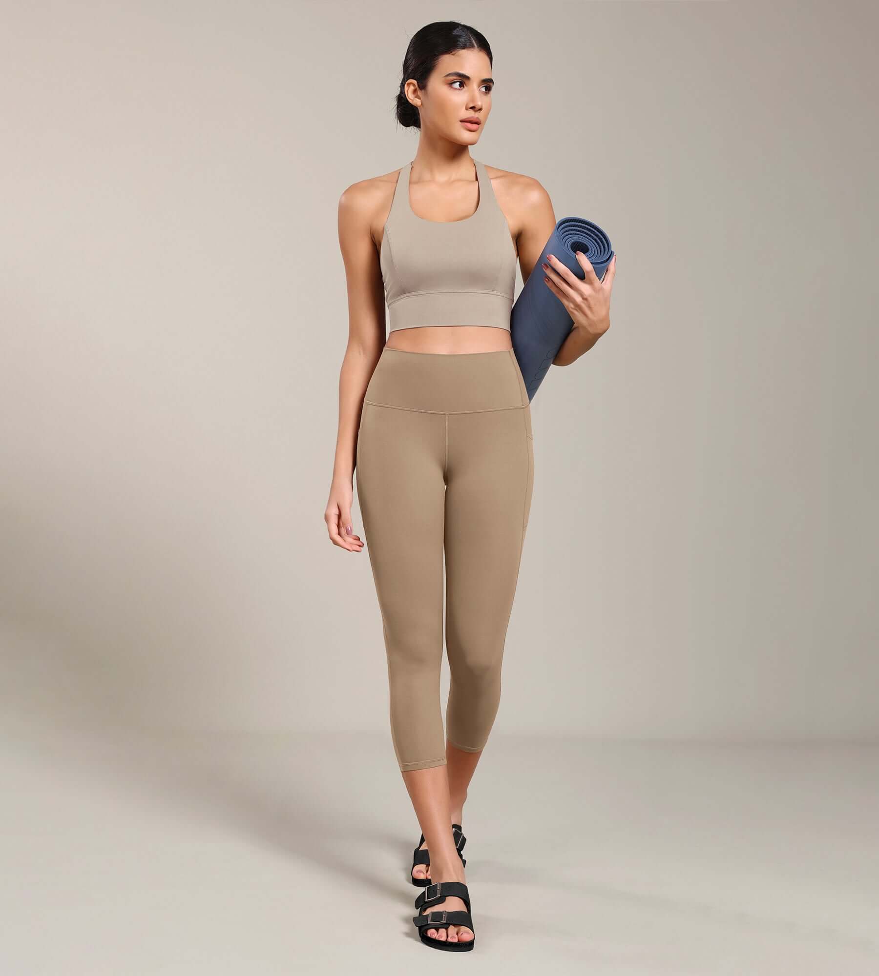 ODCLOUD Lounge Yoga 21" High Waist Capris Leggings with Pockets - Image 43