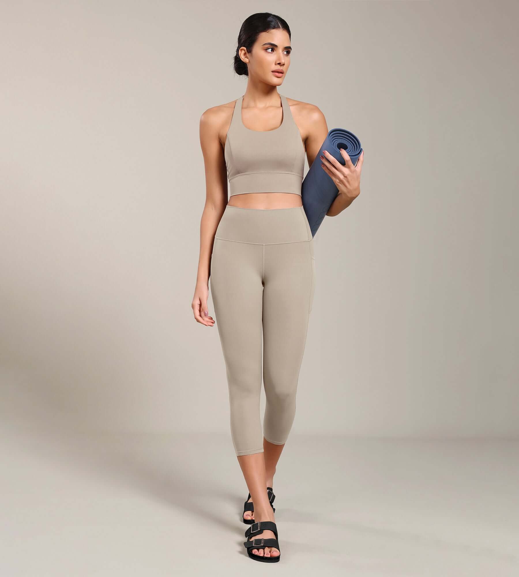 ODCLOUD Lounge Yoga 21" High Waist Capris Leggings with Pockets - Image 55