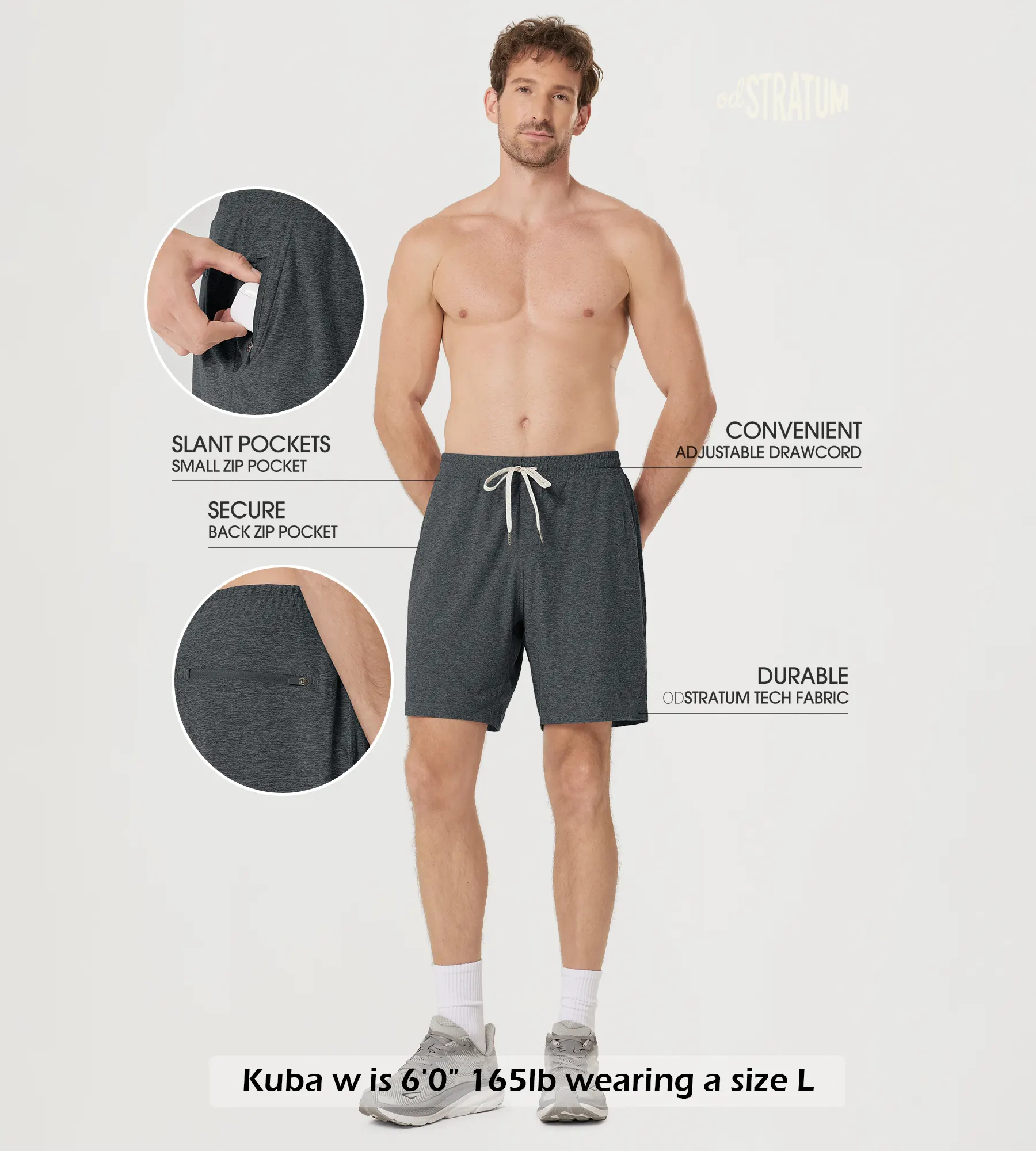 odSTRATUM 7" Men's Performance Shorts with Adjustable Waist and Secure Pockets - Image 17