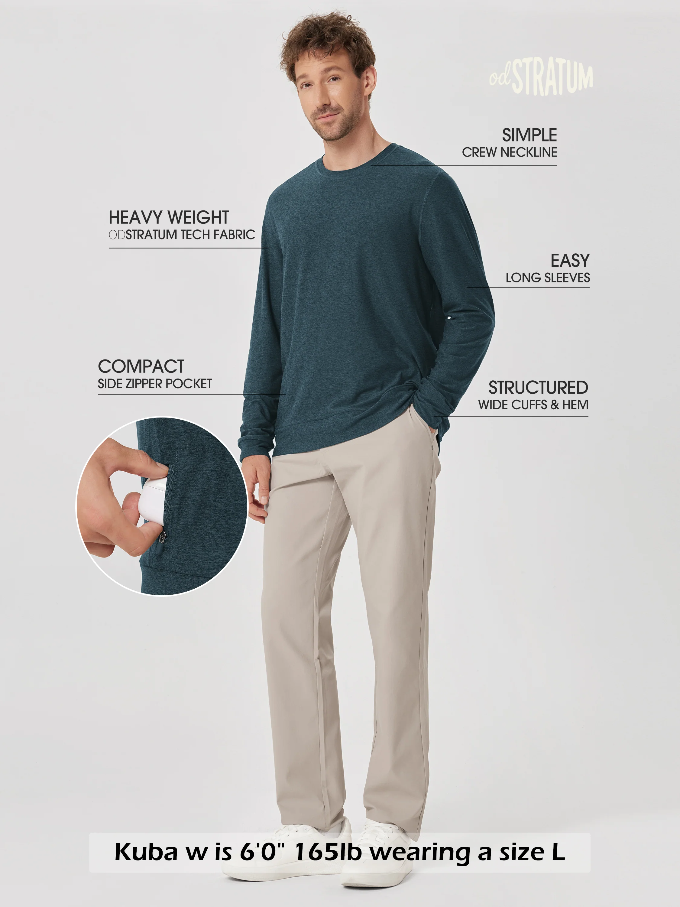 odSTRATUM Men's Crewneck Shirt with Side Zip Pocket - Image 17