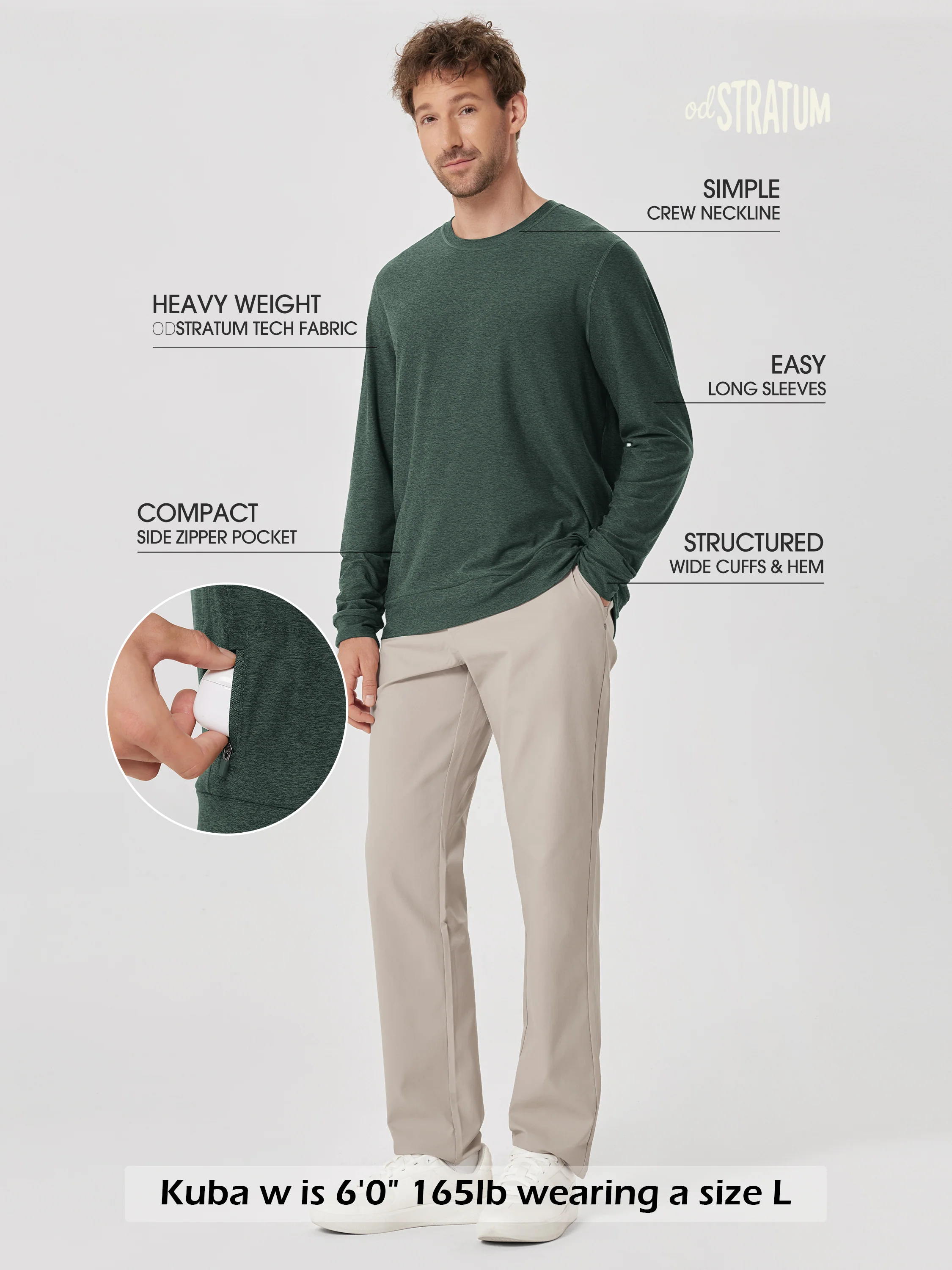 odSTRATUM Men's Crewneck Shirt with Side Zip Pocket - Image 47