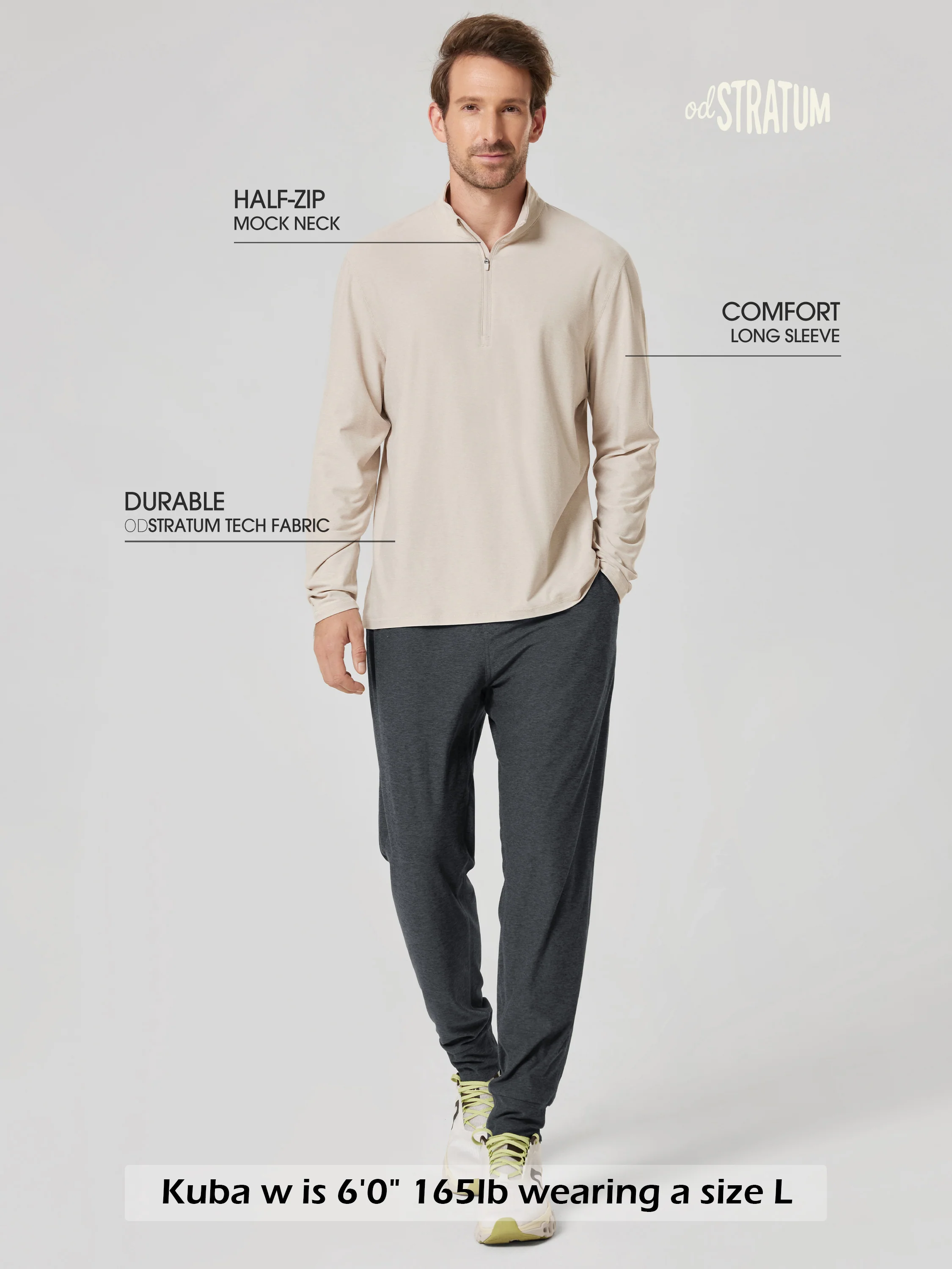 odSTRATUM Men's Half Zip Mock Neck Long Sleeve - Image 29