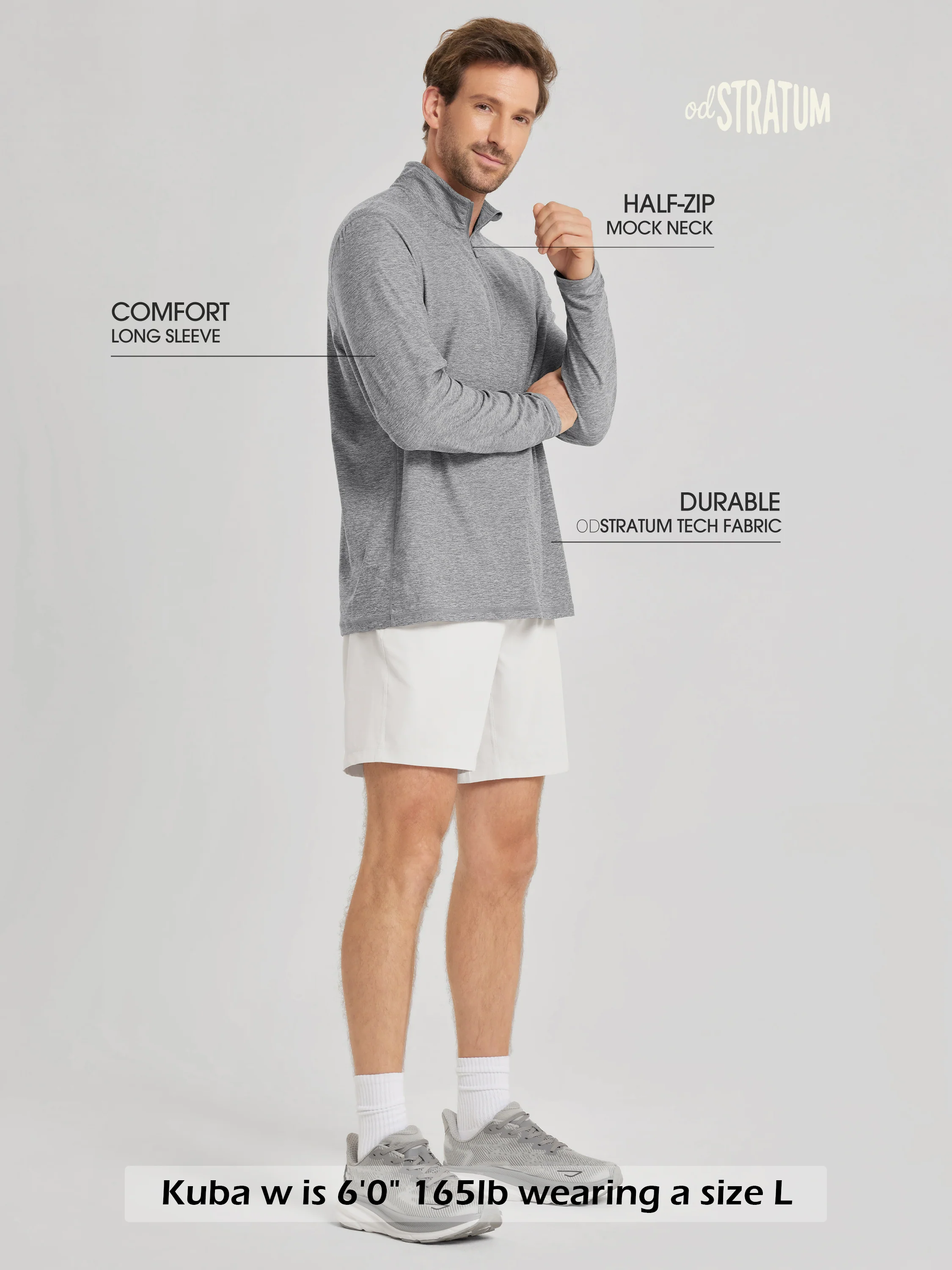 odSTRATUM Men's Half Zip Mock Neck Long Sleeve - Image 33