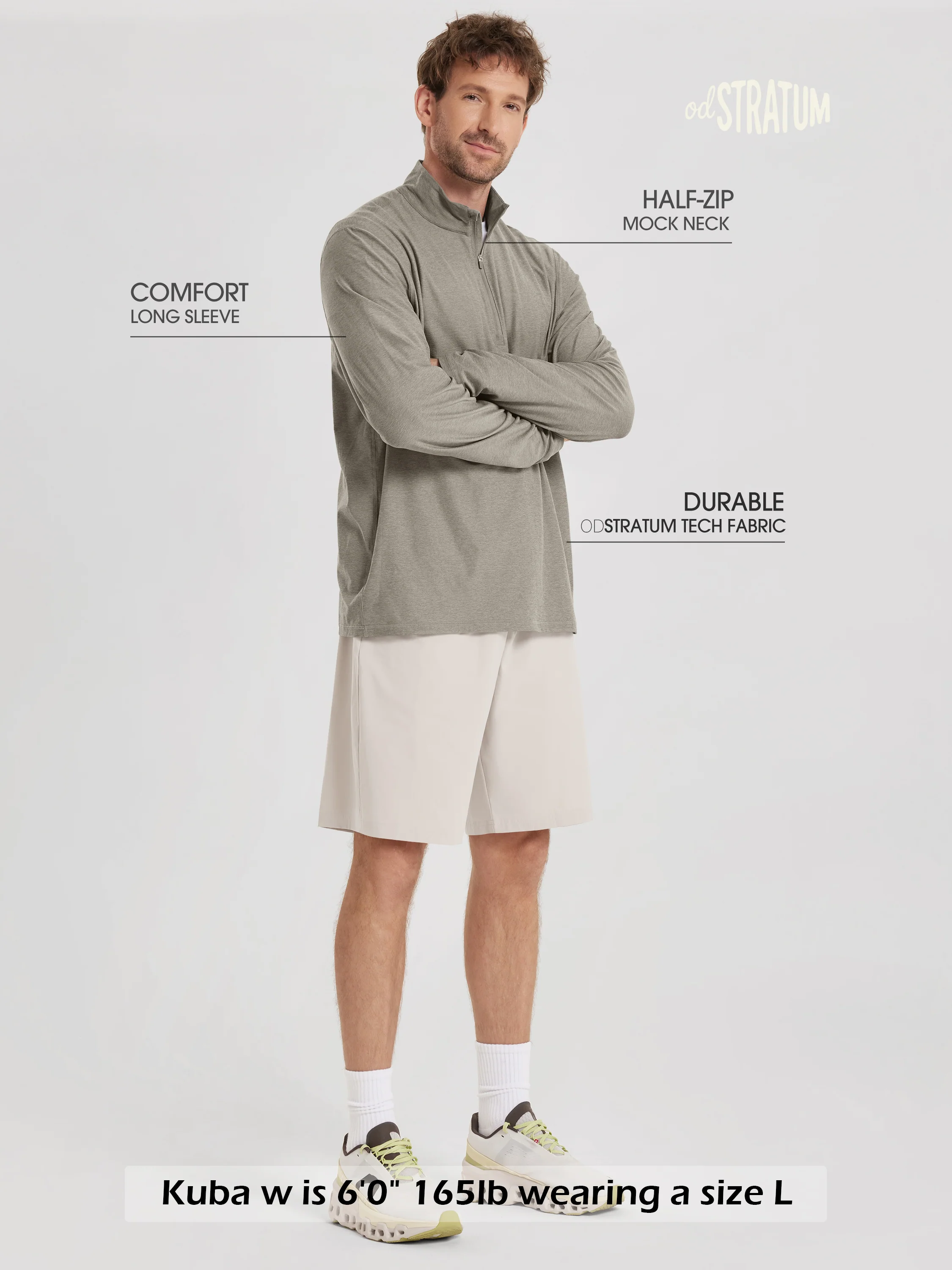 odSTRATUM Men's Half Zip Mock Neck Long Sleeve - Image 74