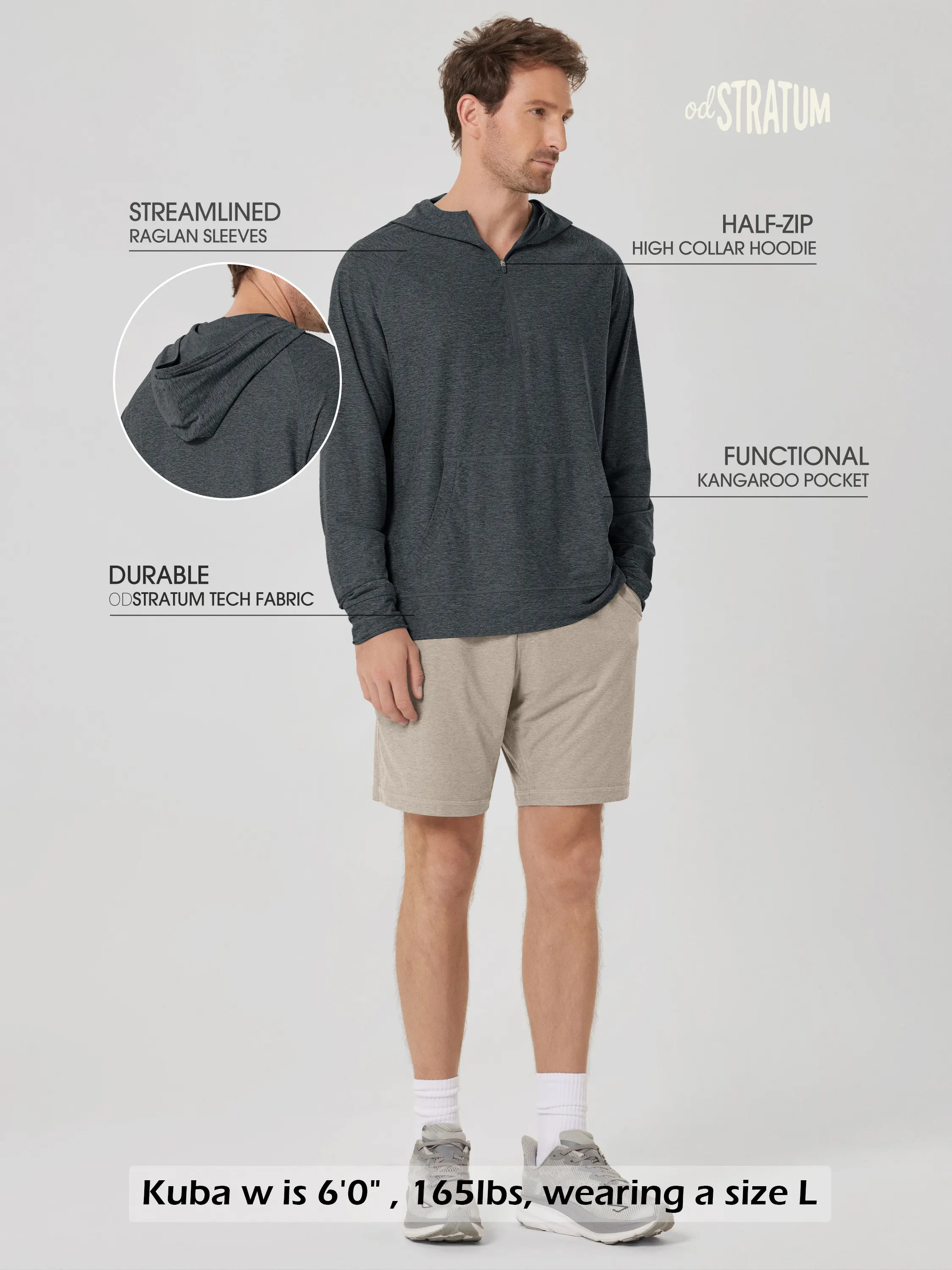 odSTRATUM Men's Performance Half-Zip Hoodie with Kangaroo Pocket - Image 17
