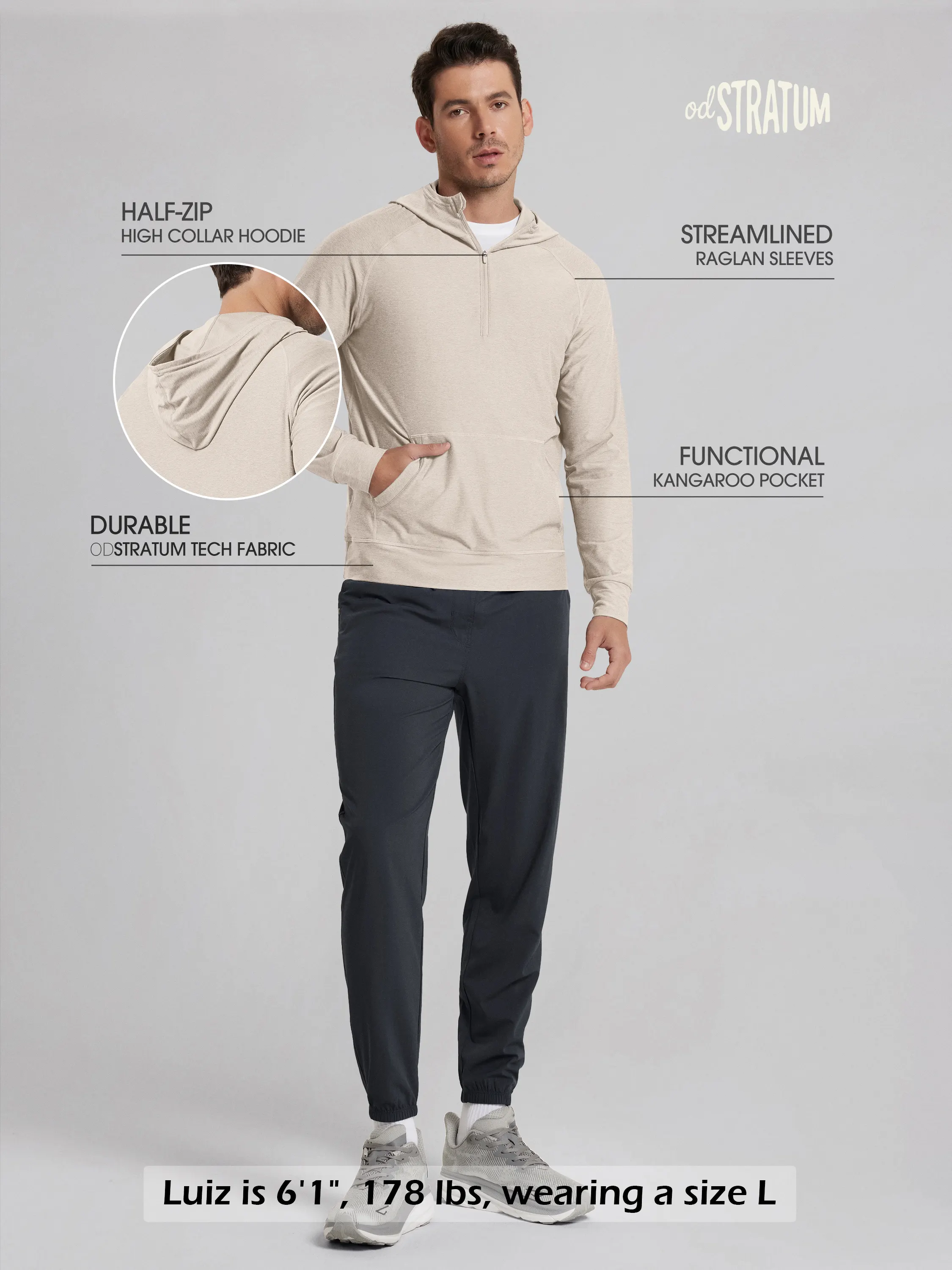 odSTRATUM Men's Performance Half-Zip Hoodie with Kangaroo Pocket - Image 27
