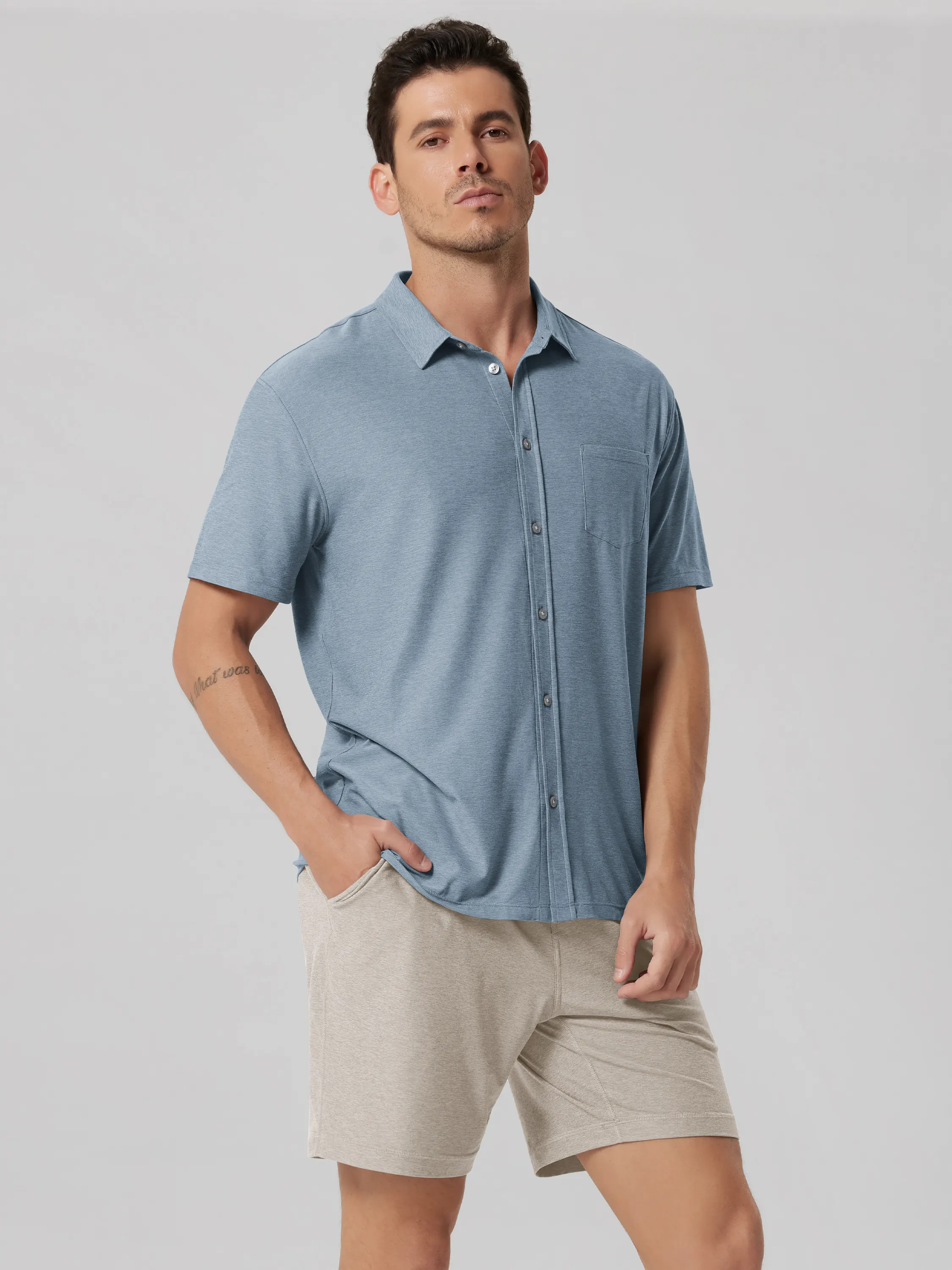 odSTRATUM Men's Short Sleeve Button Down Shirt - Image 18