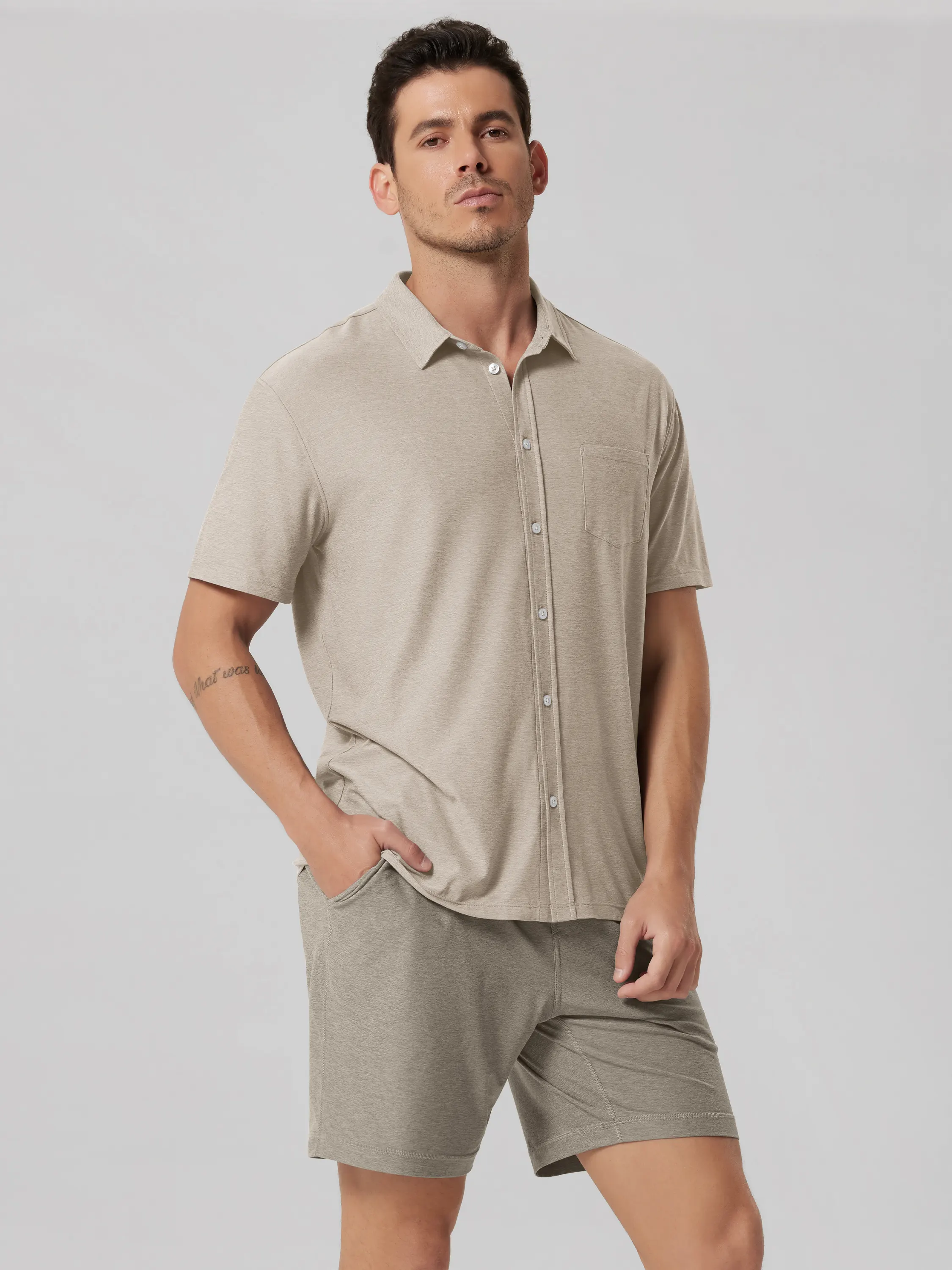 odSTRATUM Men's Short Sleeve Button Down Shirt - Image 43